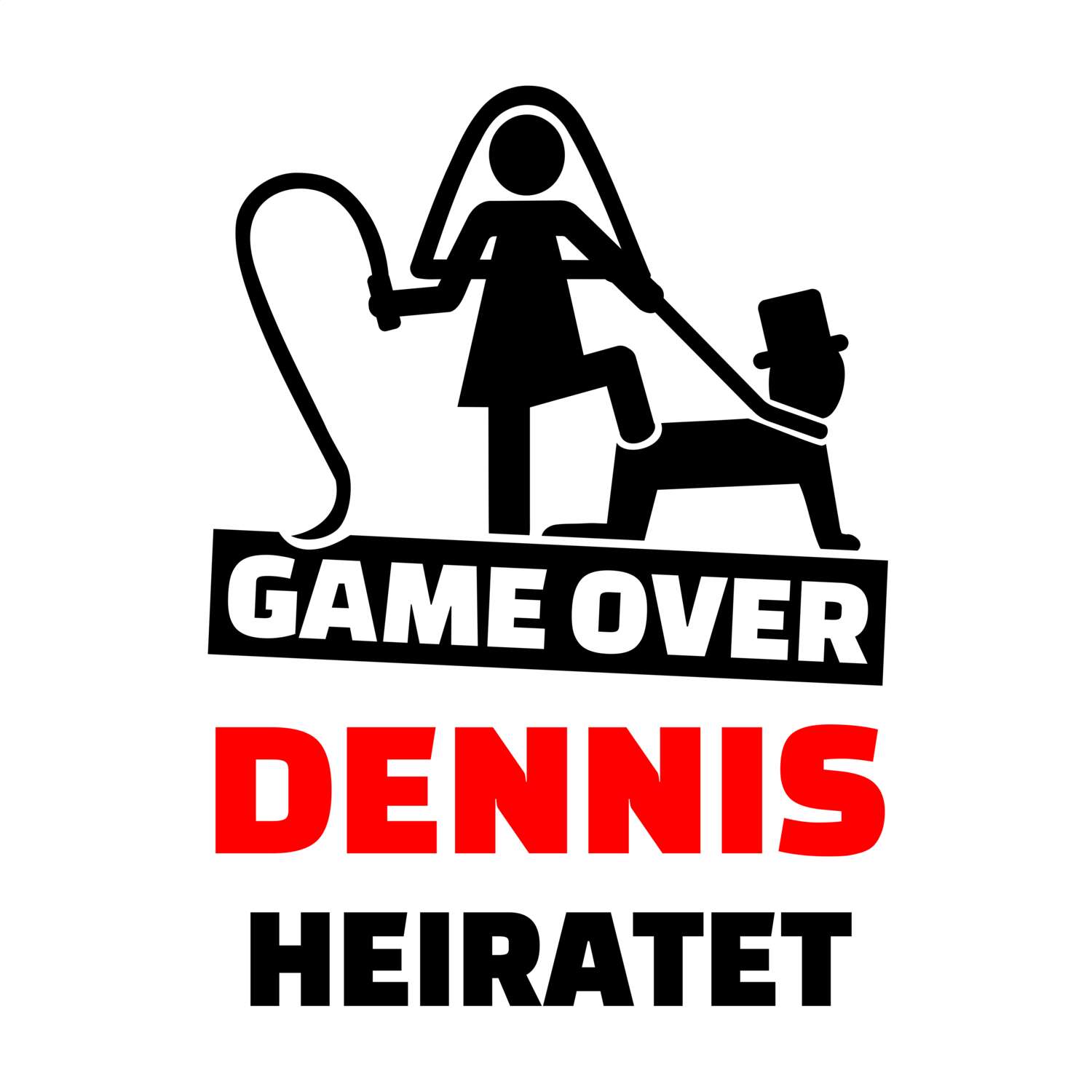 JGA T-Shirt »Game Over« für den Namen »Dennis«