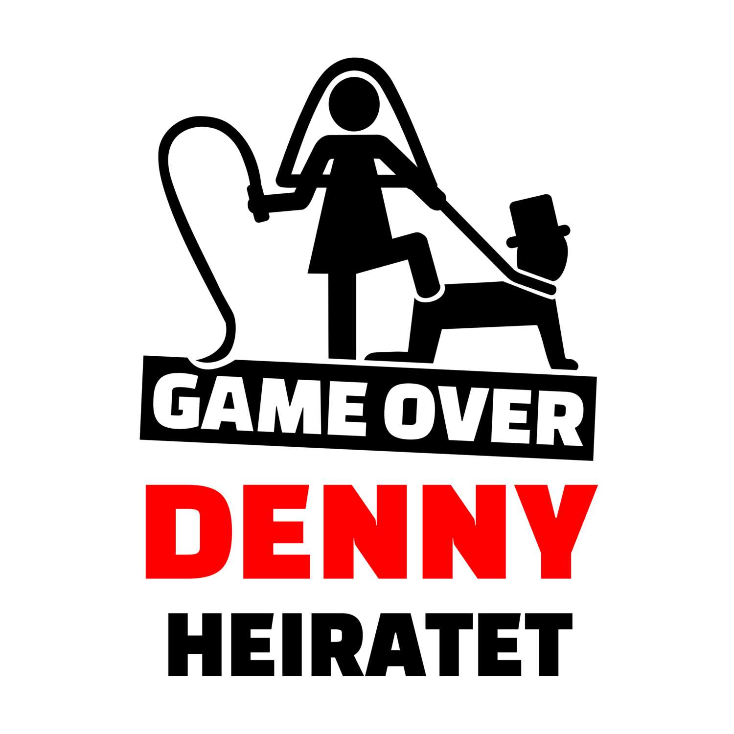 JGA T-Shirt »Game Over« für den Namen »Denny«