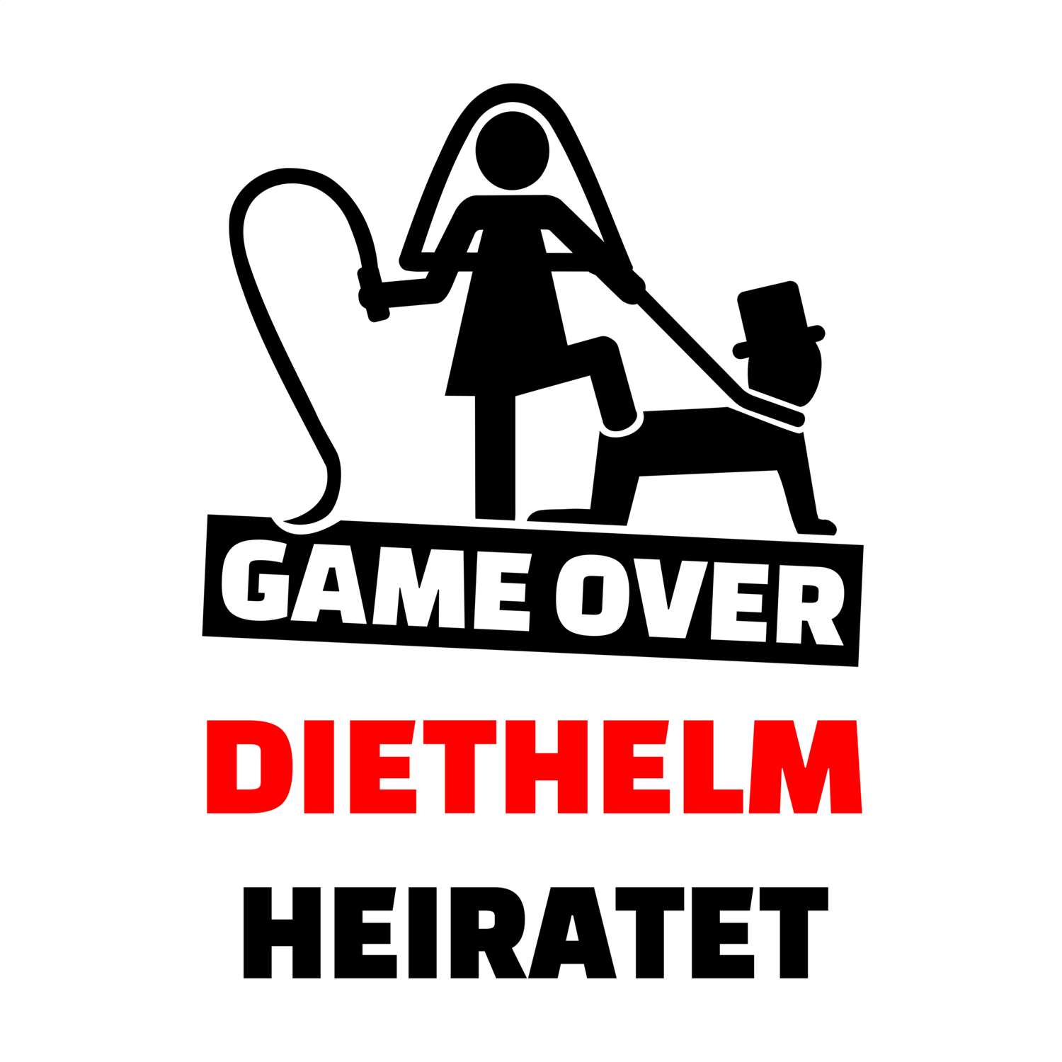 JGA T-Shirt »Game Over« für den Namen »Diethelm«