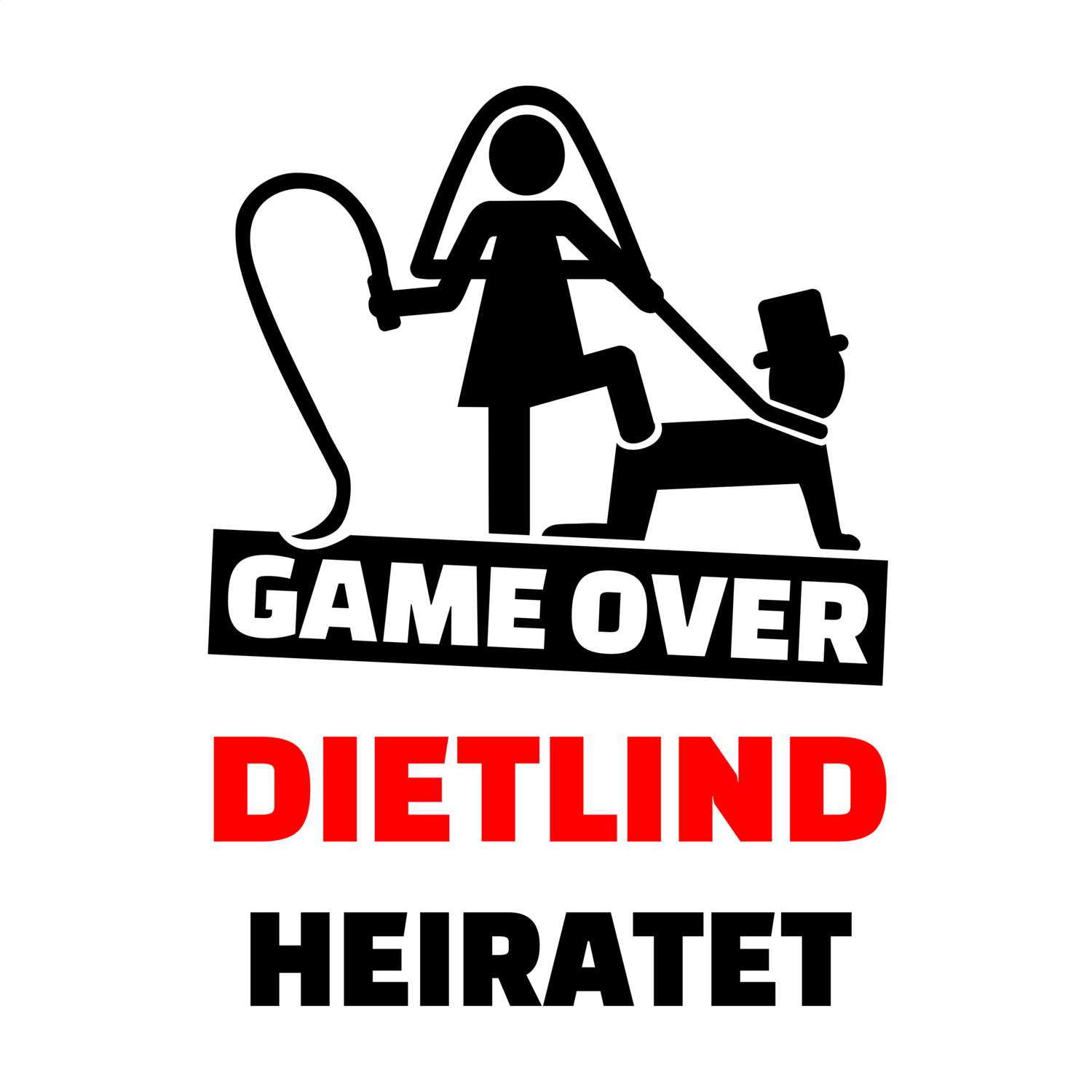 JGA T-Shirt »Game Over« für den Namen »Dietlind«