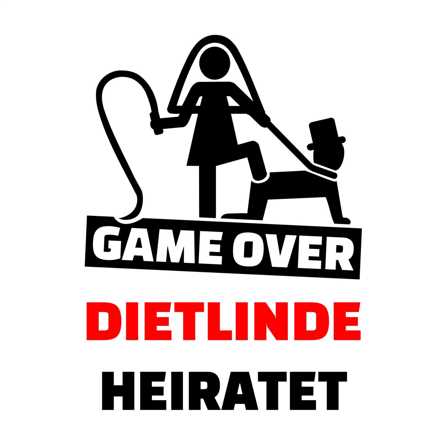 JGA T-Shirt »Game Over« für den Namen »Dietlinde«