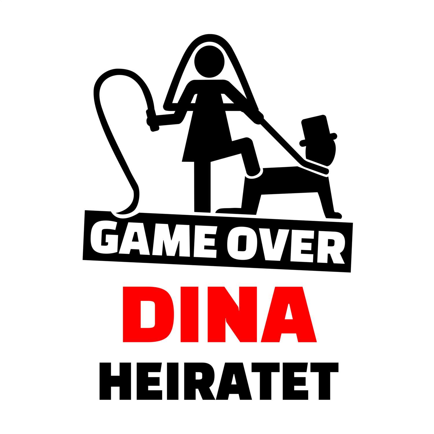 JGA T-Shirt »Game Over« für den Namen »Dina«