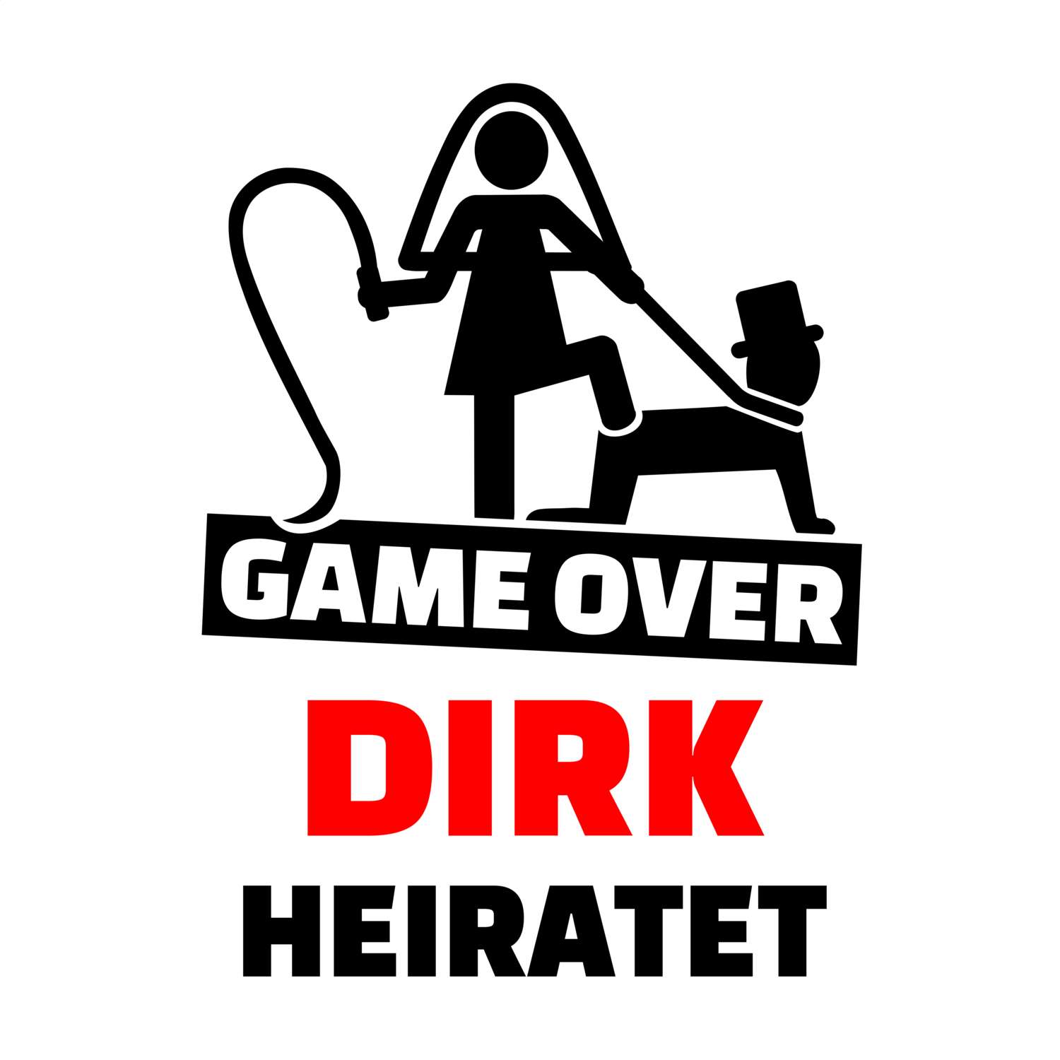 JGA T-Shirt »Game Over« für den Namen »Dirk«