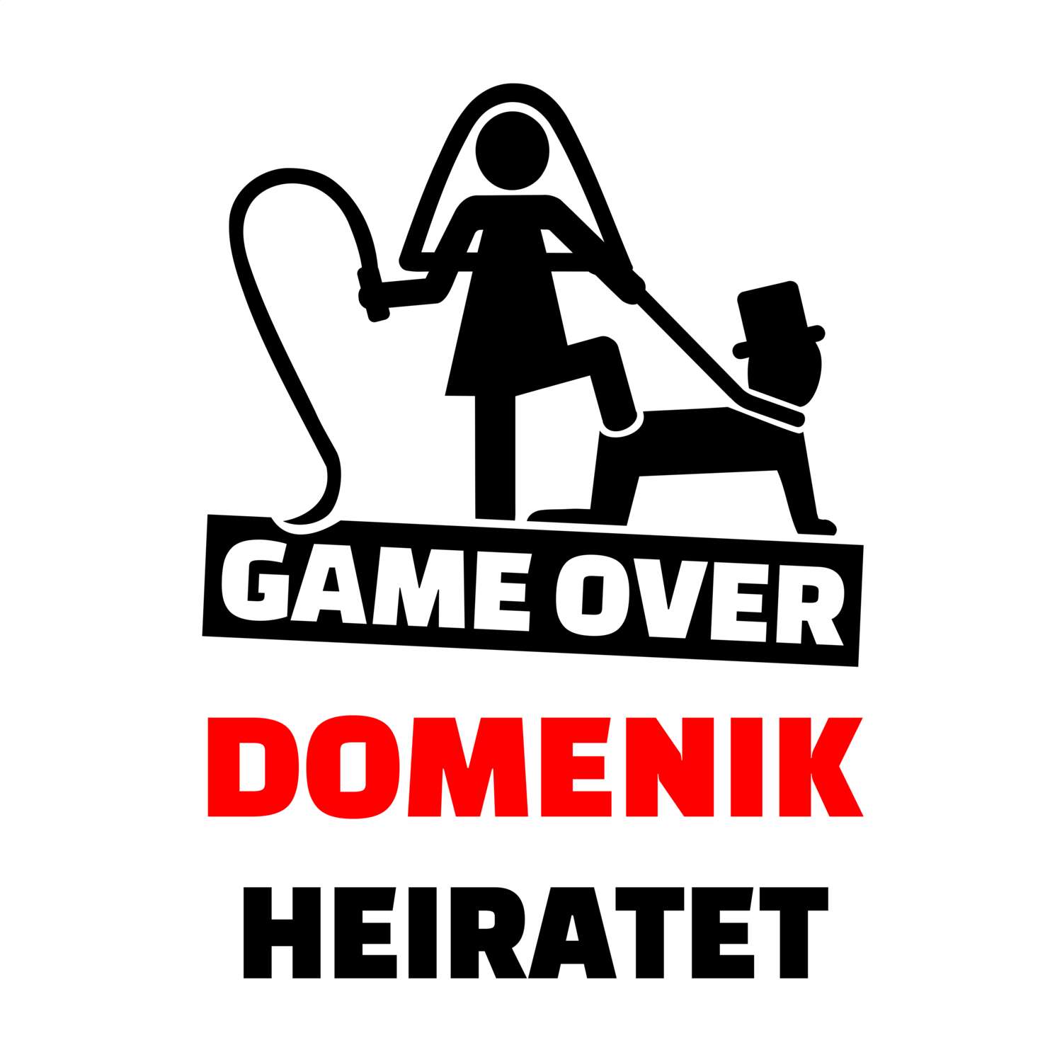 JGA T-Shirt »Game Over« für den Namen »Domenik«