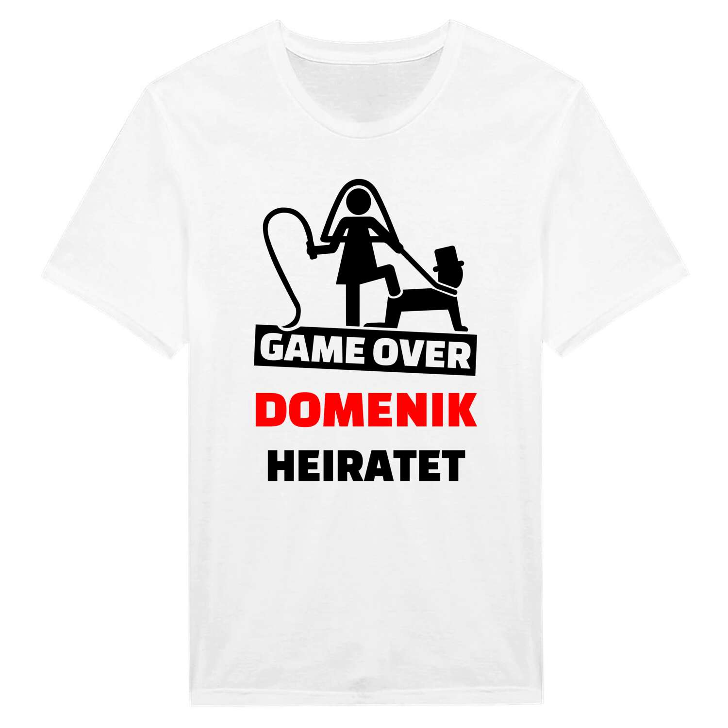 JGA T-Shirt »Game Over« für den Namen »Domenik«