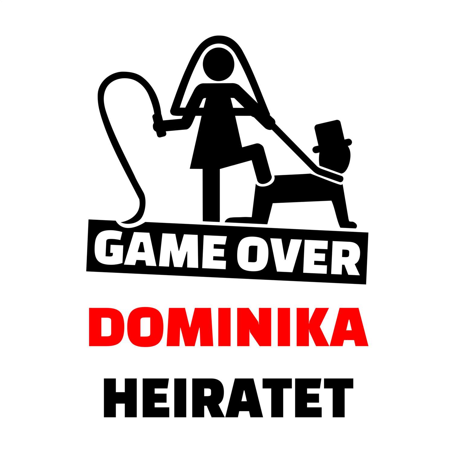 JGA T-Shirt »Game Over« für den Namen »Dominika«