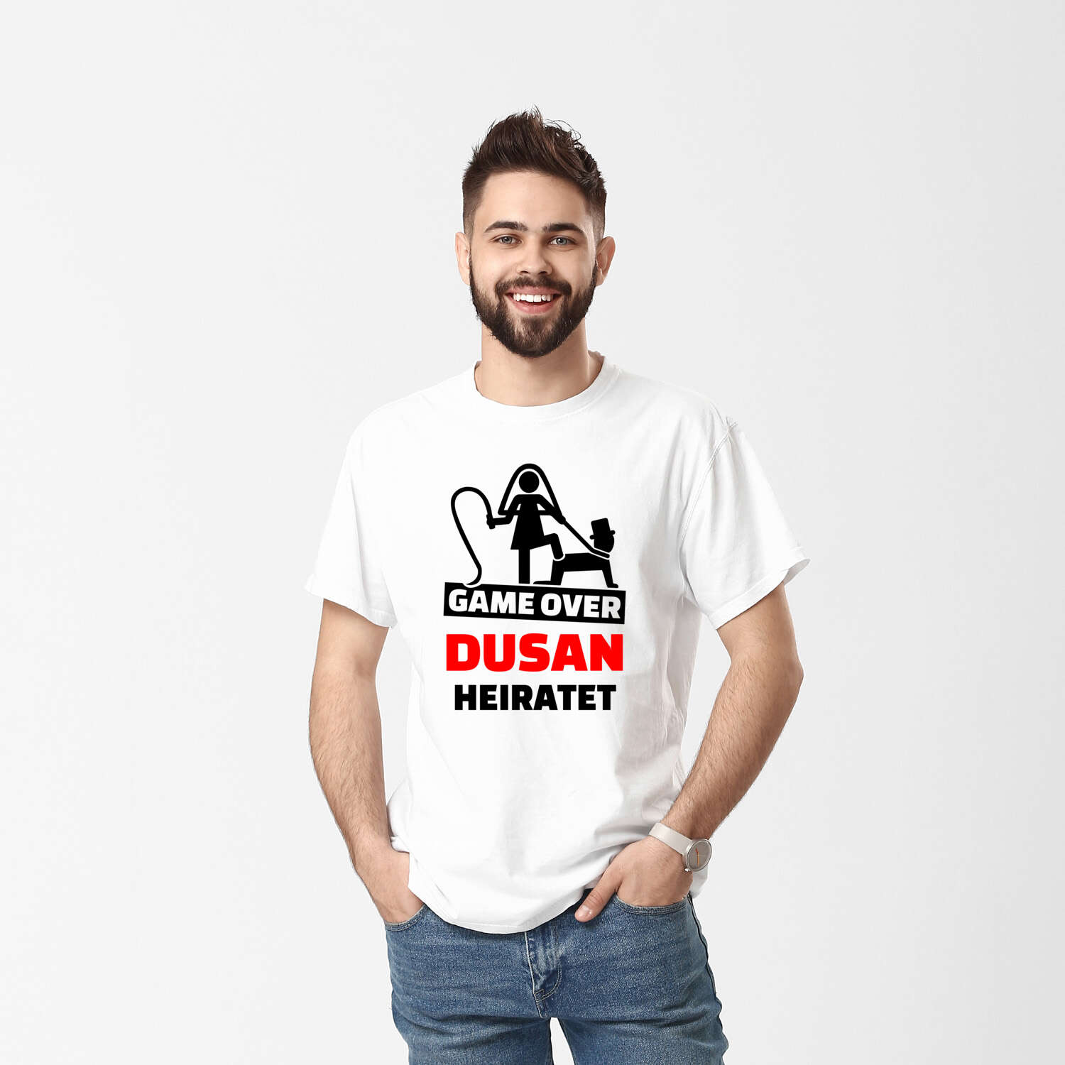 JGA T-Shirt »Game Over« für den Namen »Dusan«