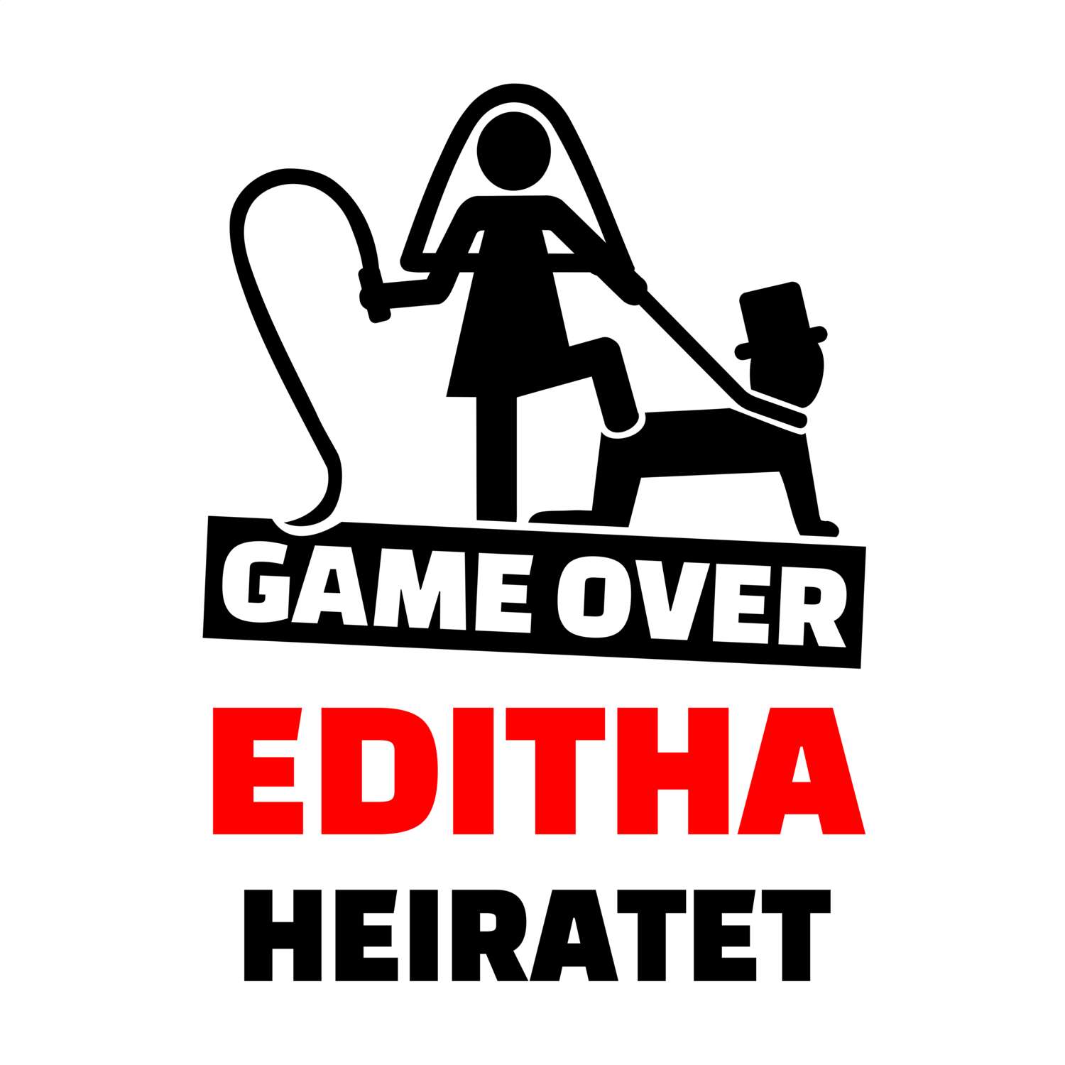 JGA T-Shirt »Game Over« für den Namen »Editha«