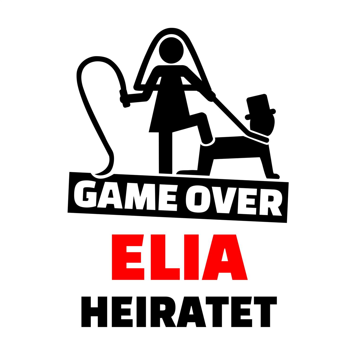 JGA T-Shirt »Game Over« für den Namen »Elia«