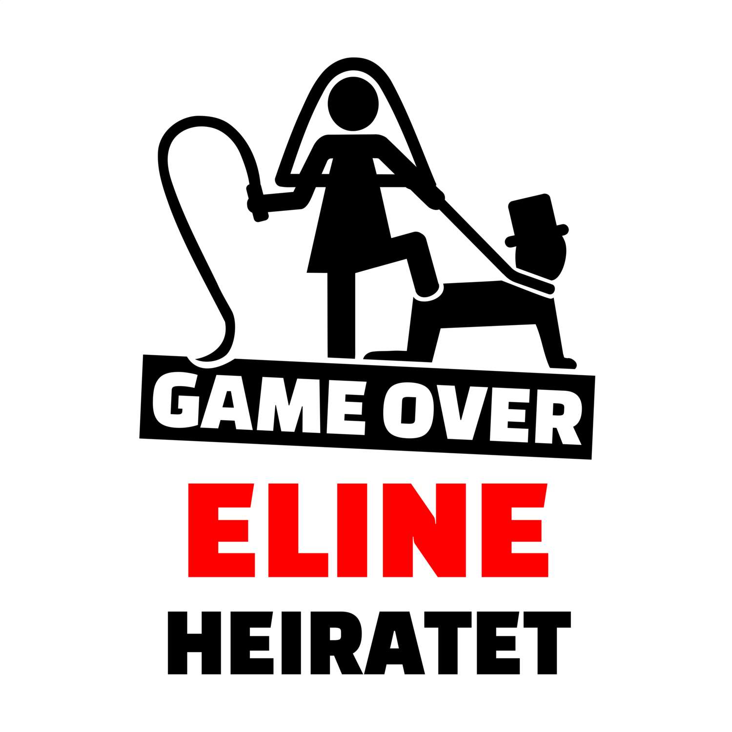 JGA T-Shirt »Game Over« für den Namen »Eline«