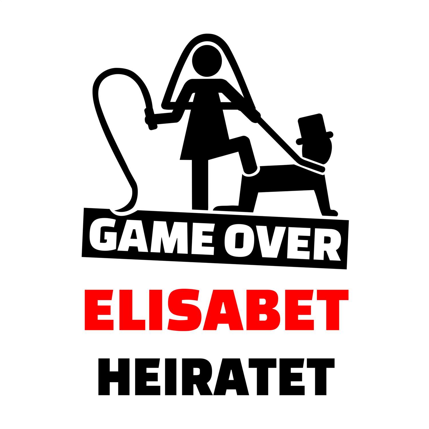 JGA T-Shirt »Game Over« für den Namen »Elisabet«