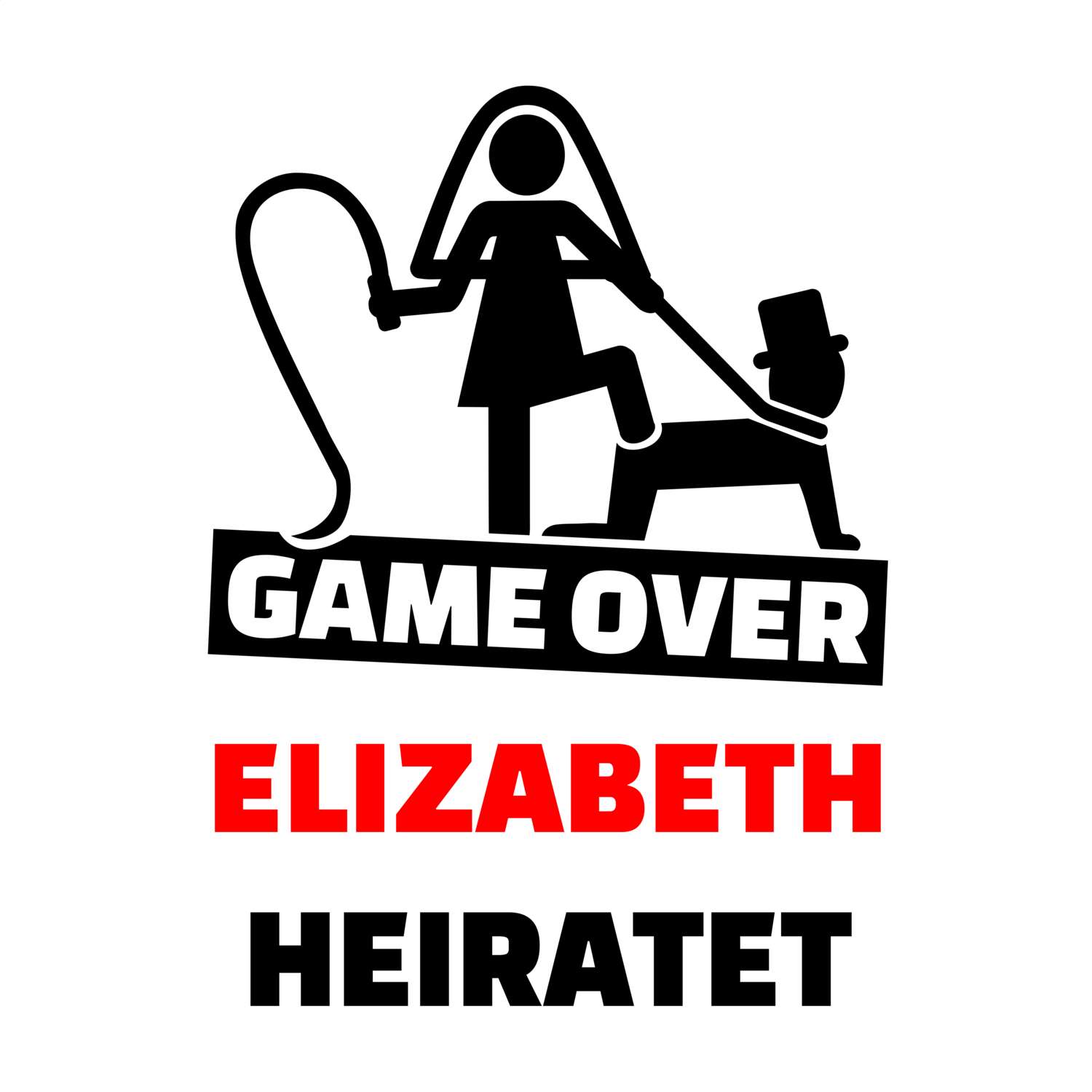 JGA T-Shirt »Game Over« für den Namen »Elizabeth«