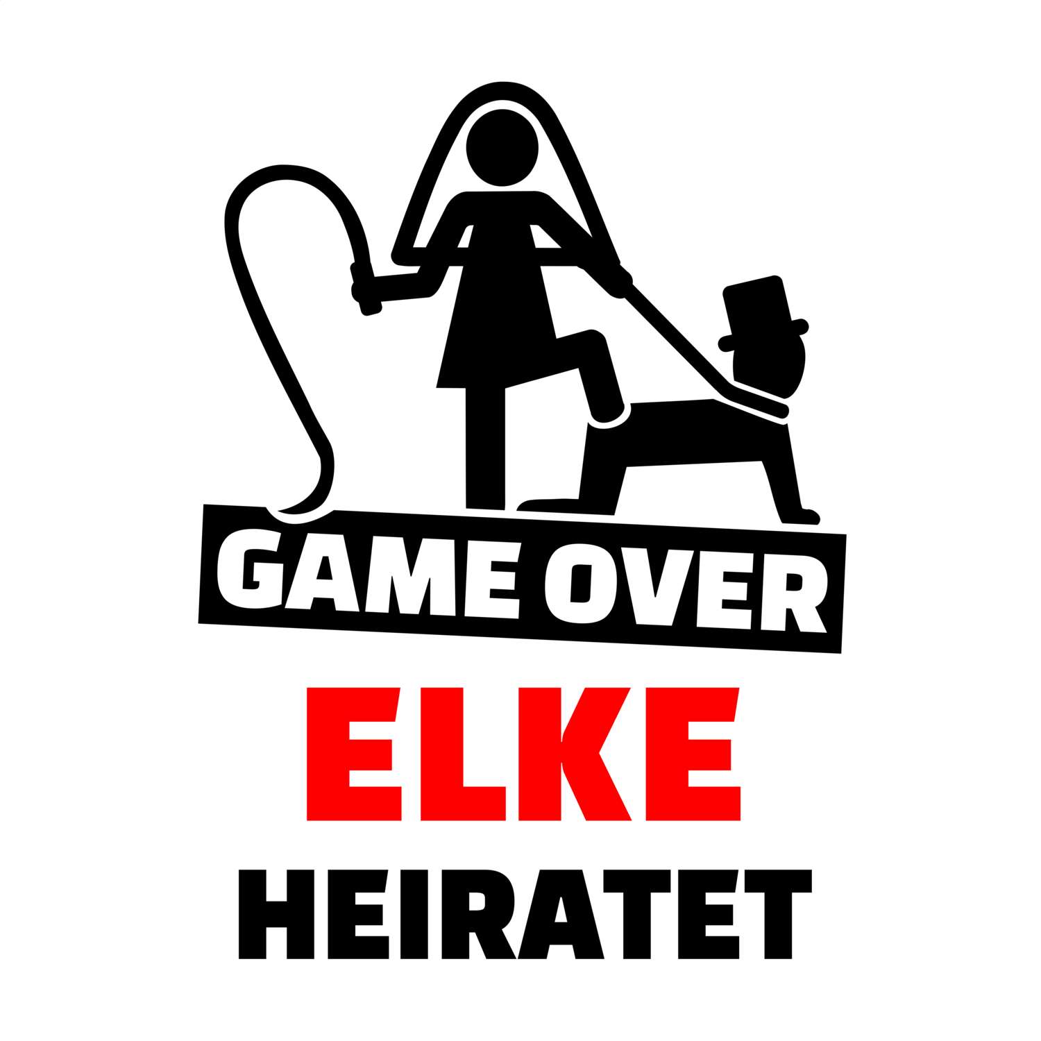 JGA T-Shirt »Game Over« für den Namen »Elke«