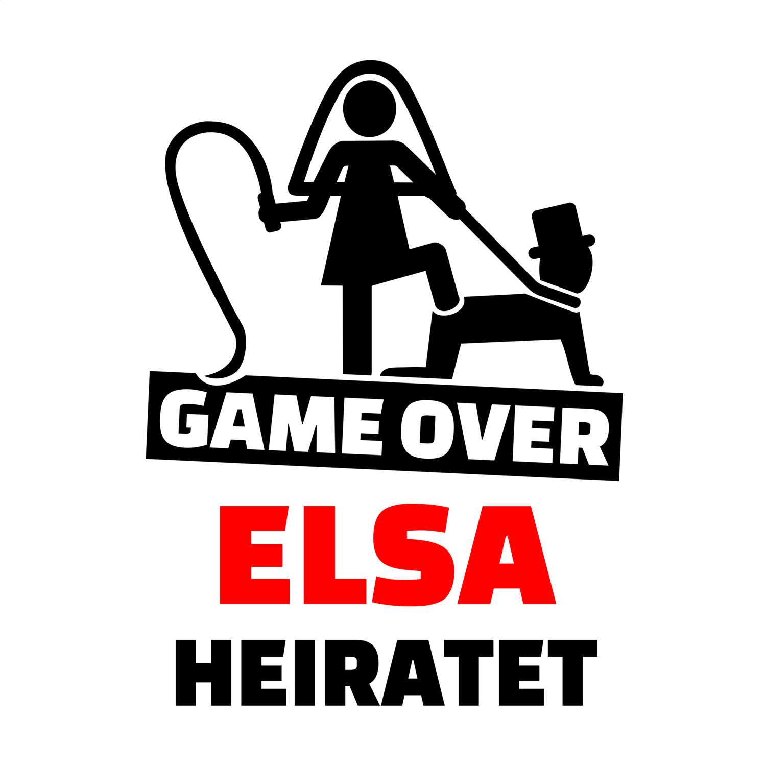 JGA T-Shirt »Game Over« für den Namen »Elsa«