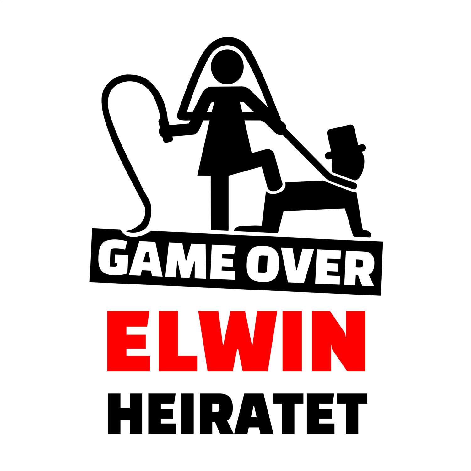 JGA T-Shirt »Game Over« für den Namen »Elwin«