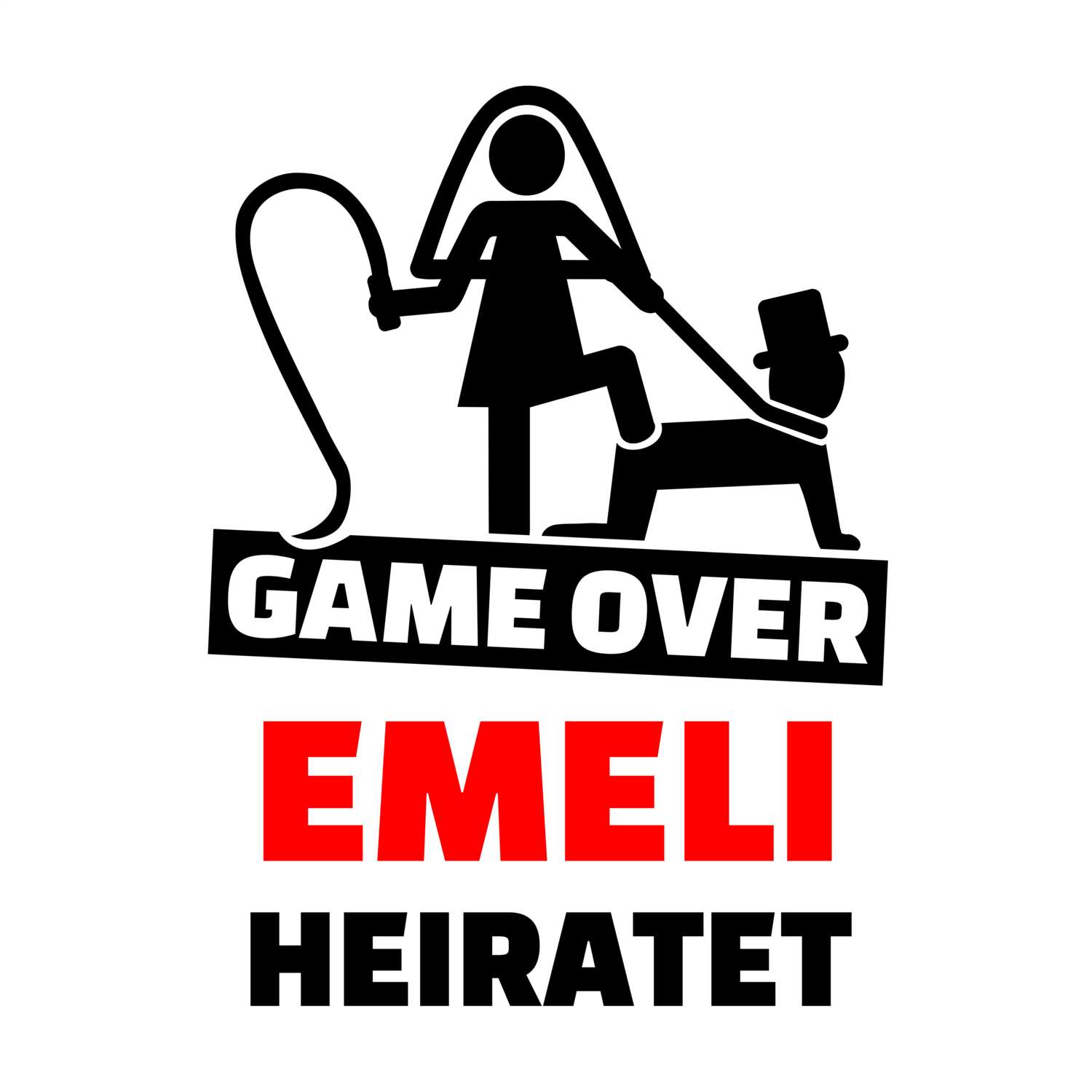 JGA T-Shirt »Game Over« für den Namen »Emeli«