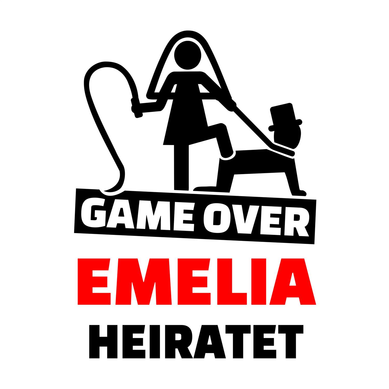 JGA T-Shirt »Game Over« für den Namen »Emelia«