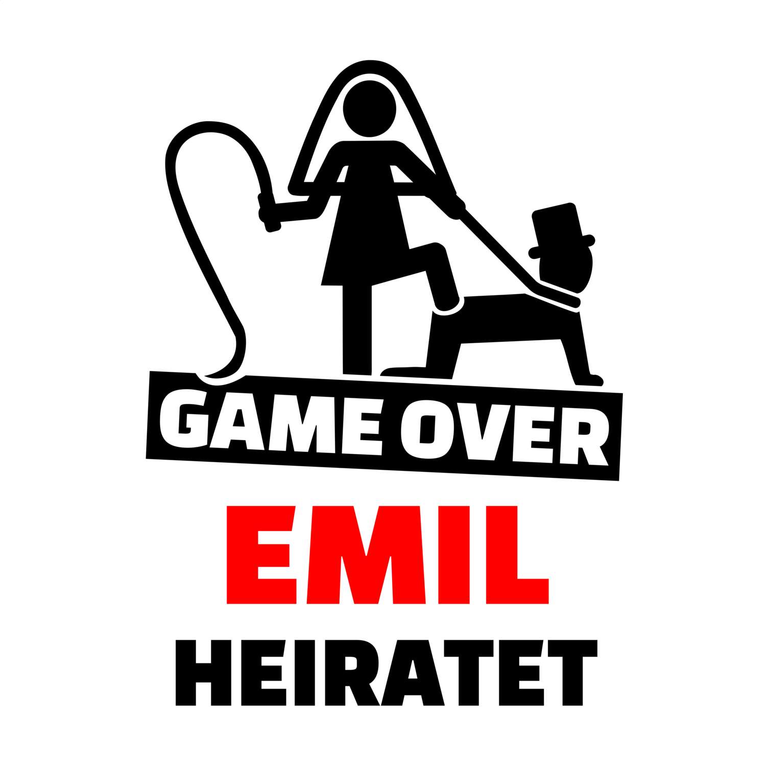 JGA T-Shirt »Game Over« für den Namen »Emil«