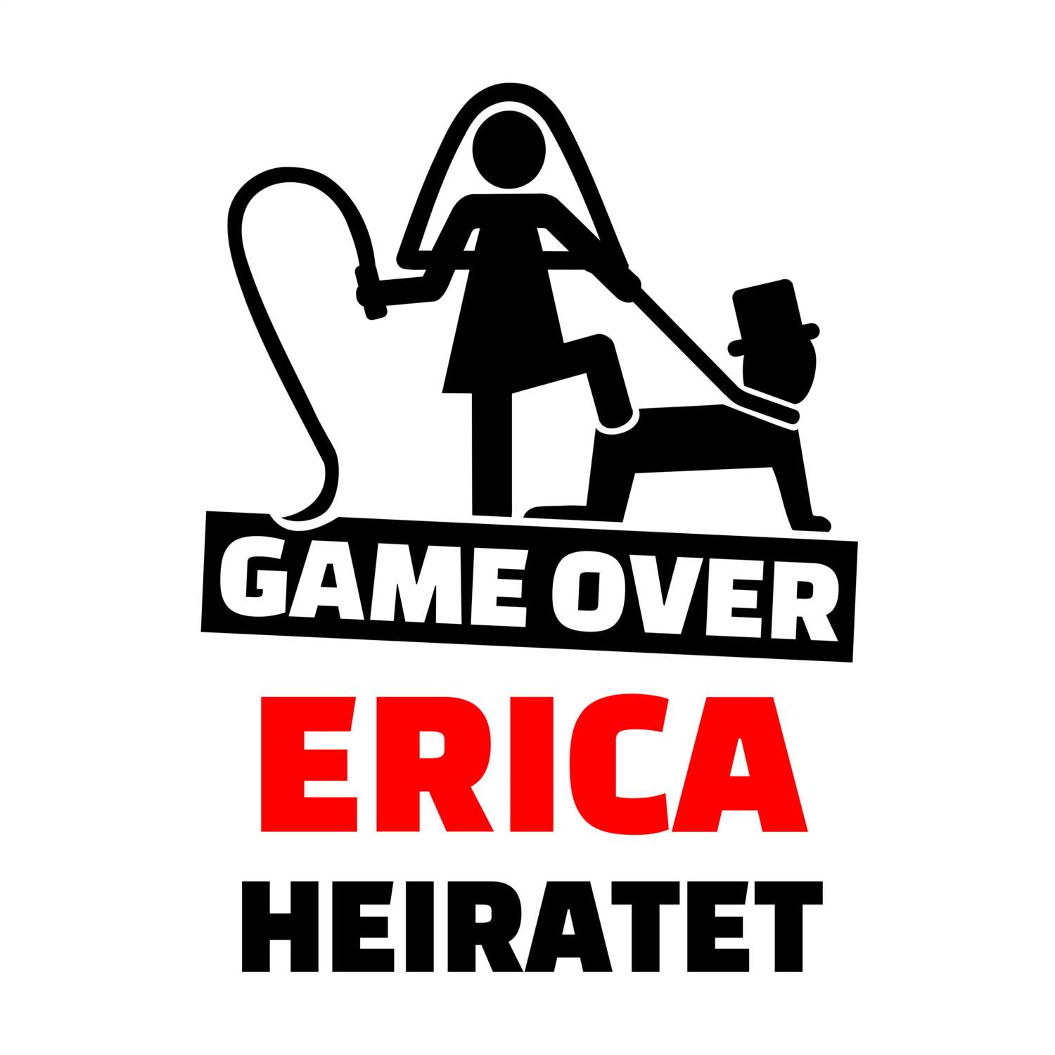 JGA T-Shirt »Game Over« für den Namen »Erica«