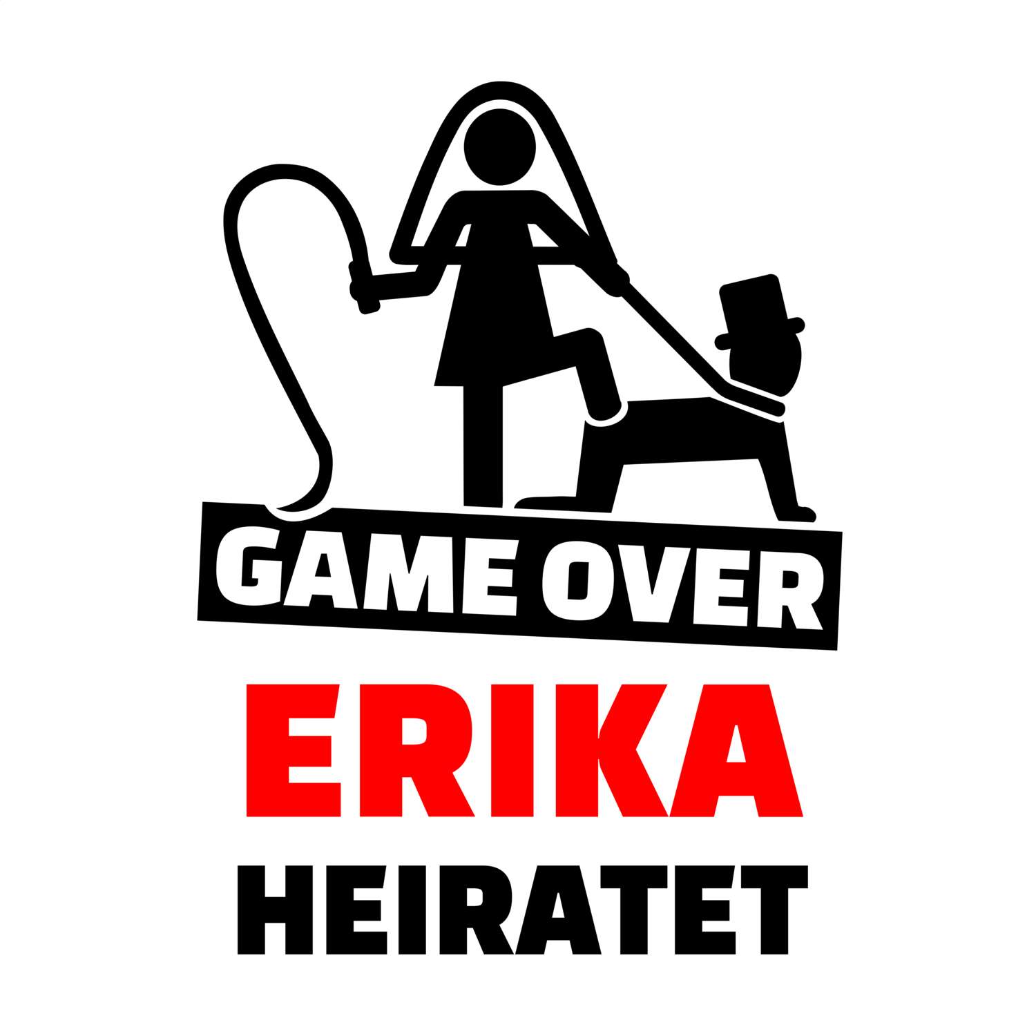 JGA T-Shirt »Game Over« für den Namen »Erika«