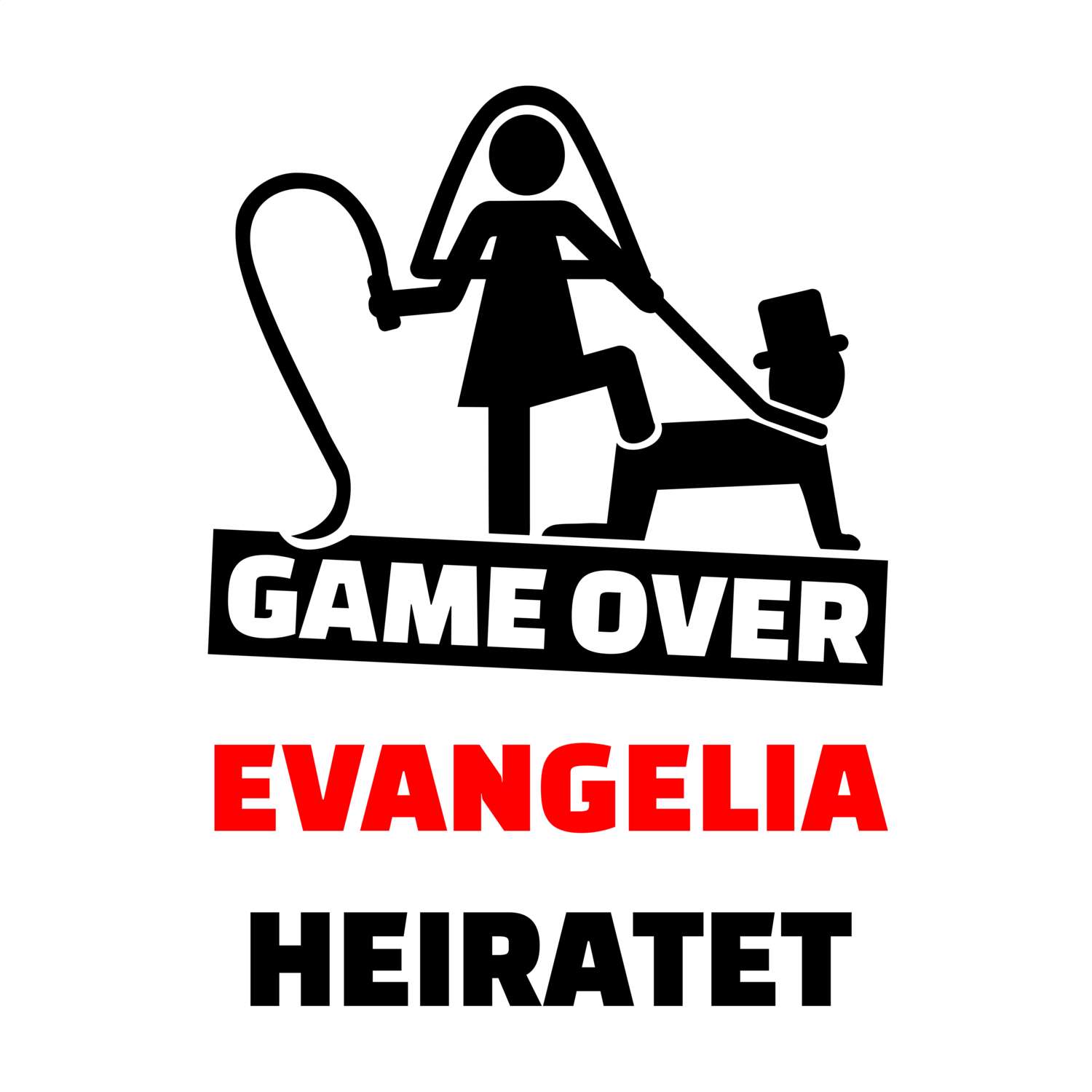 JGA T-Shirt »Game Over« für den Namen »Evangelia«