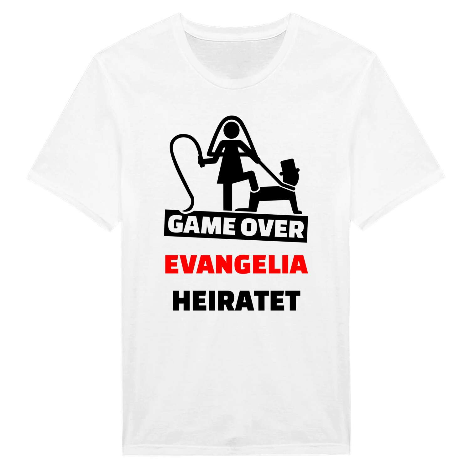 JGA T-Shirt »Game Over« für den Namen »Evangelia«