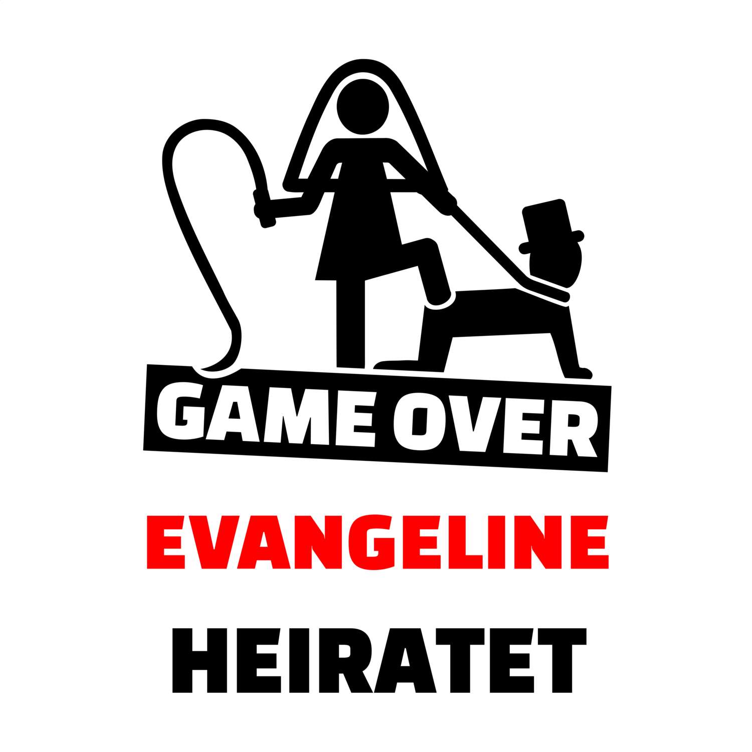 JGA T-Shirt »Game Over« für den Namen »Evangeline«