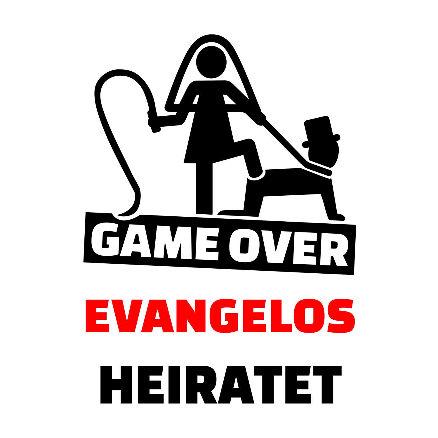 JGA T-Shirt »Game Over« für den Namen »Evangelos«