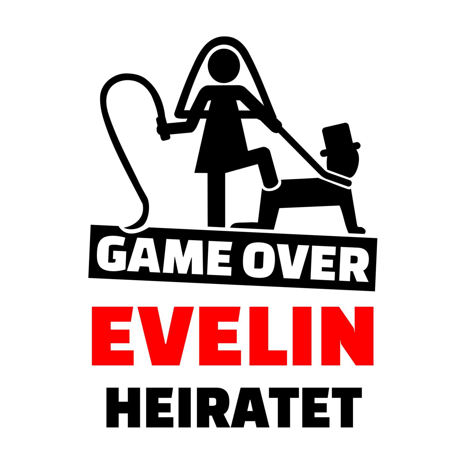 JGA T-Shirt »Game Over« für den Namen »Evelin«