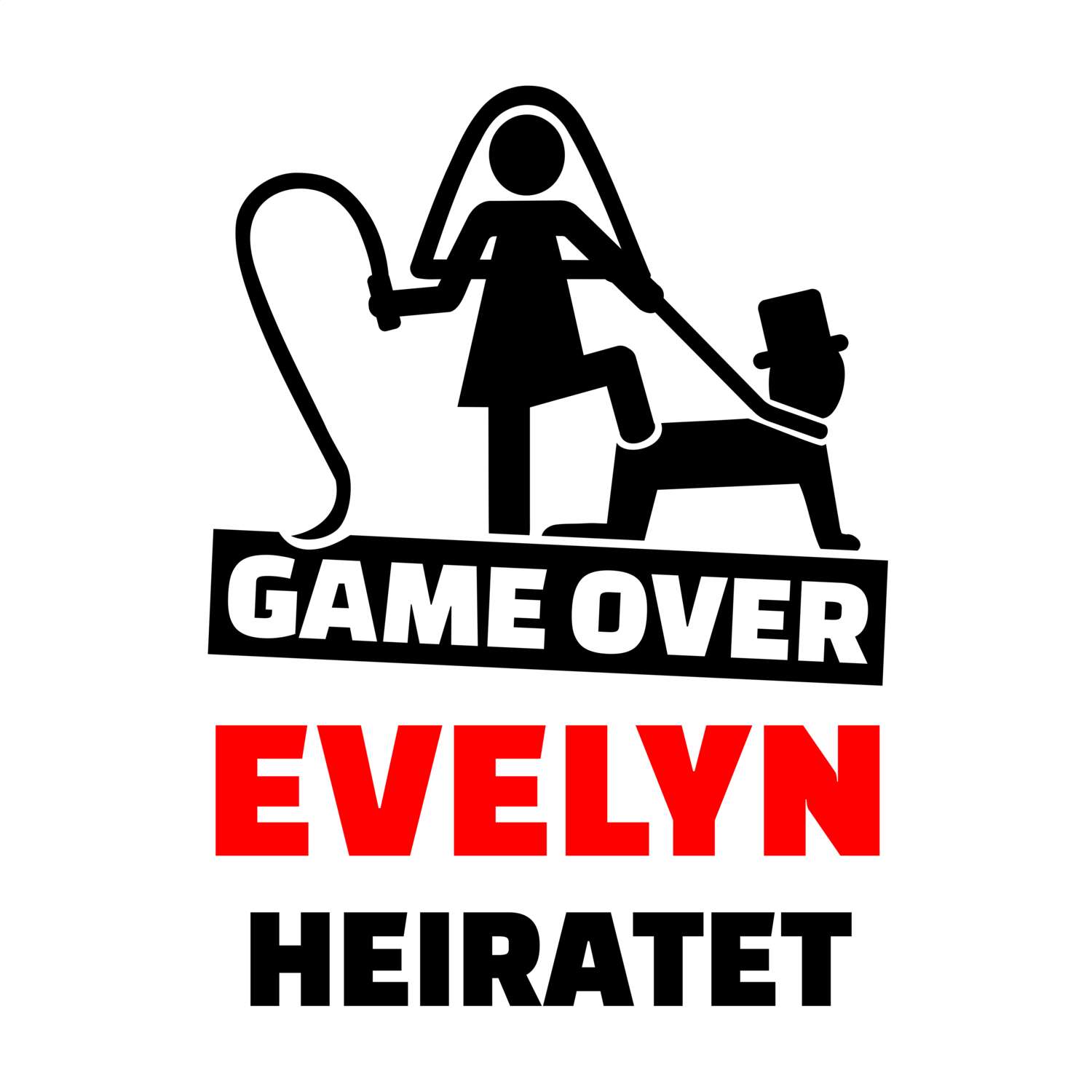 JGA T-Shirt »Game Over« für den Namen »Evelyn«