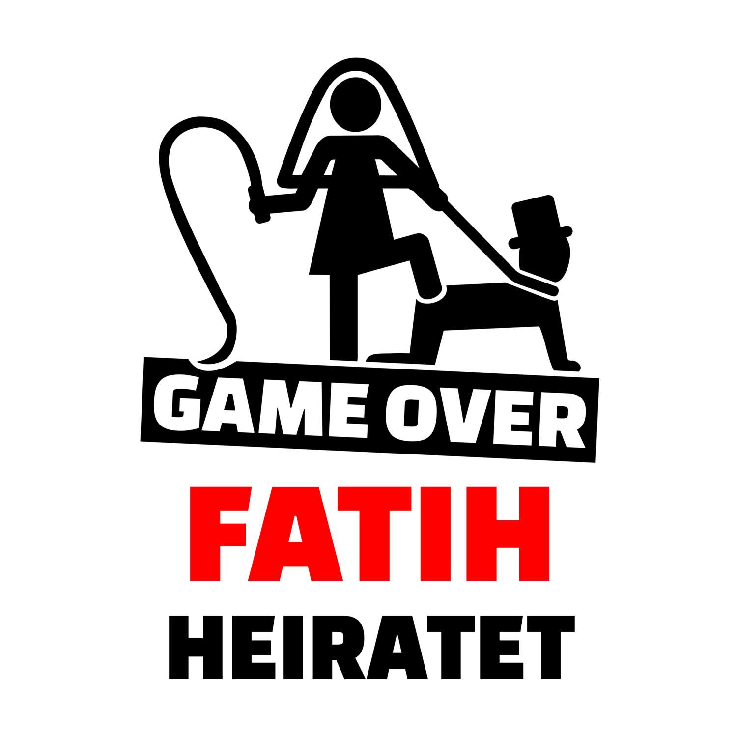 JGA T-Shirt »Game Over« für den Namen »Fatih«