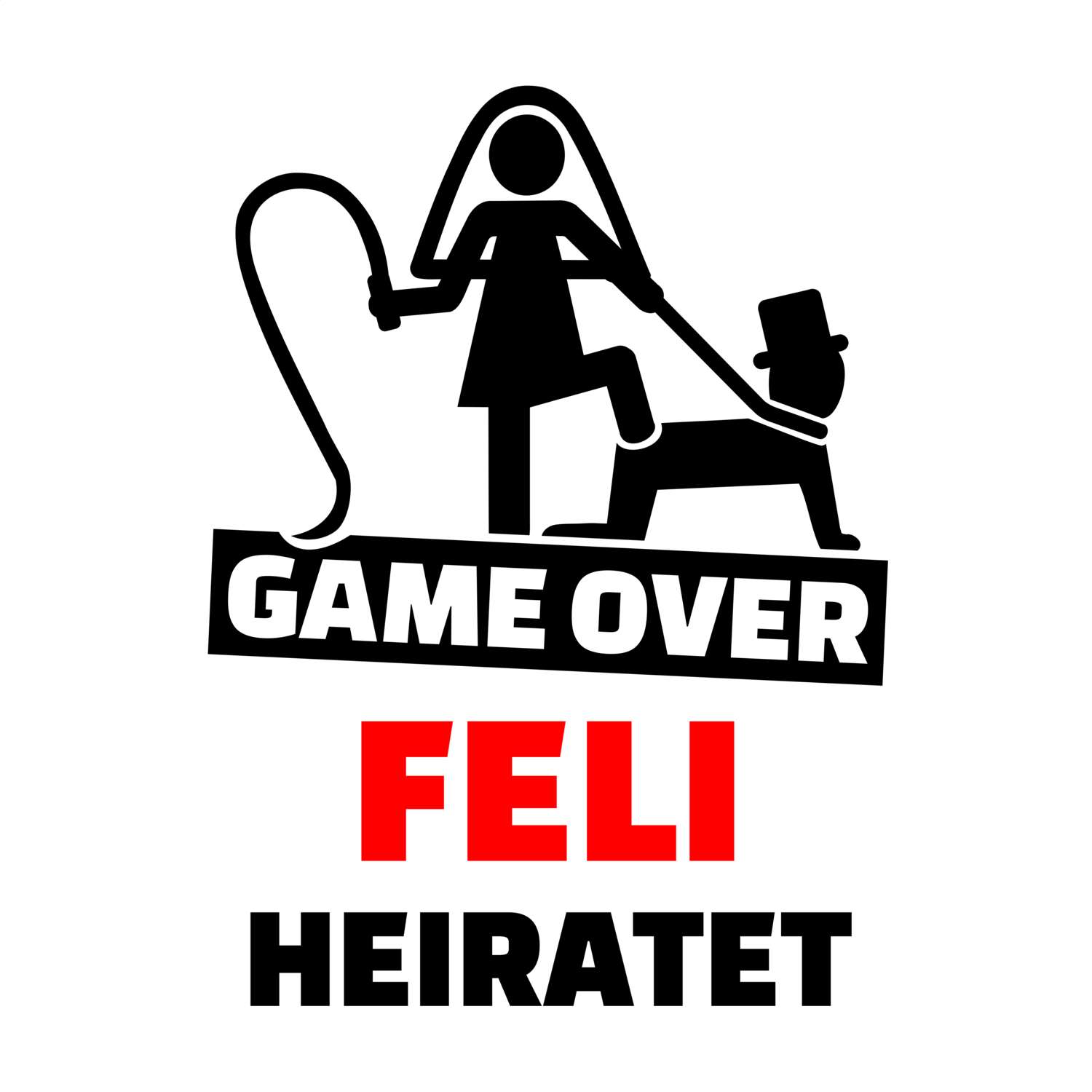 JGA T-Shirt »Game Over« für den Namen »Feli«