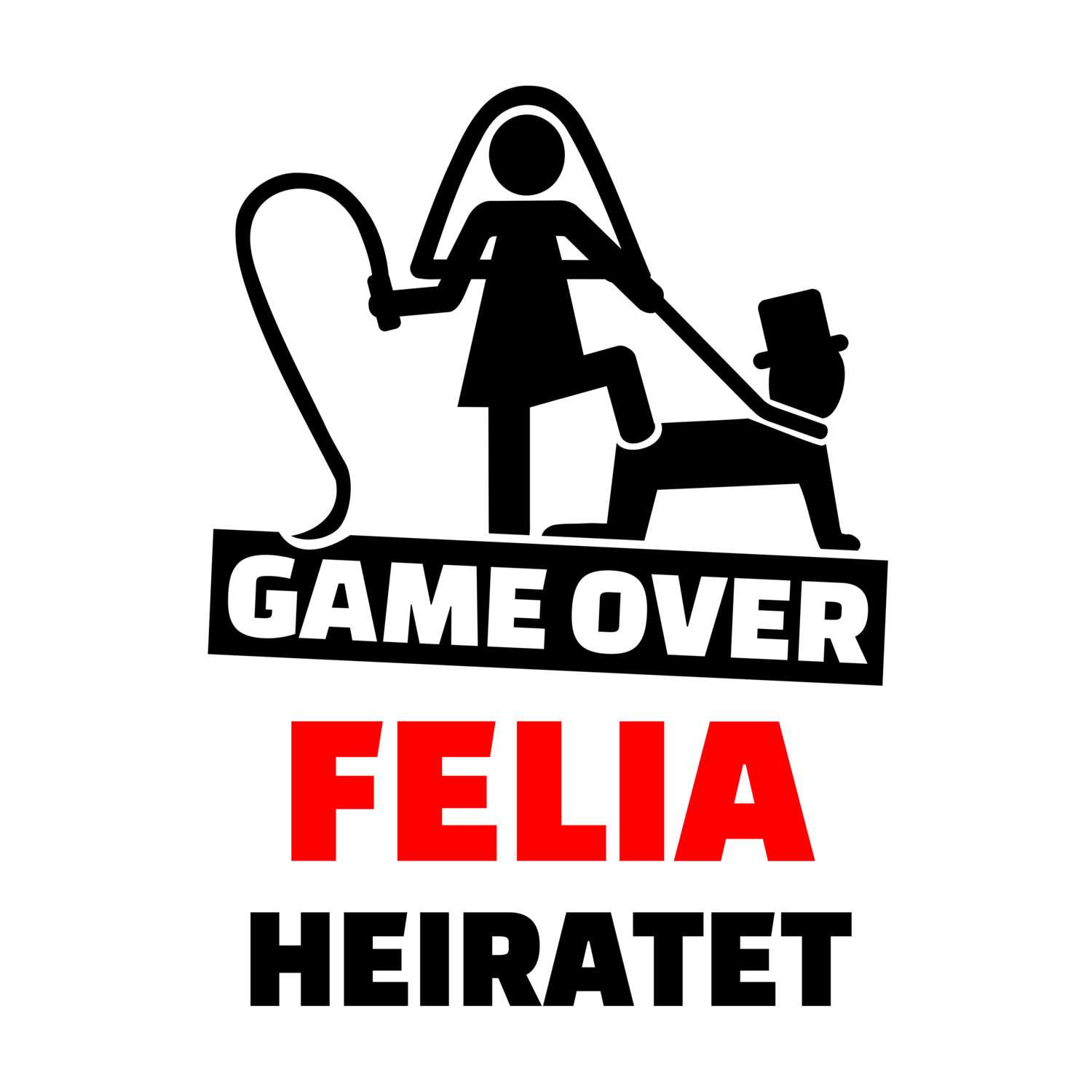 JGA T-Shirt »Game Over« für den Namen »Felia«