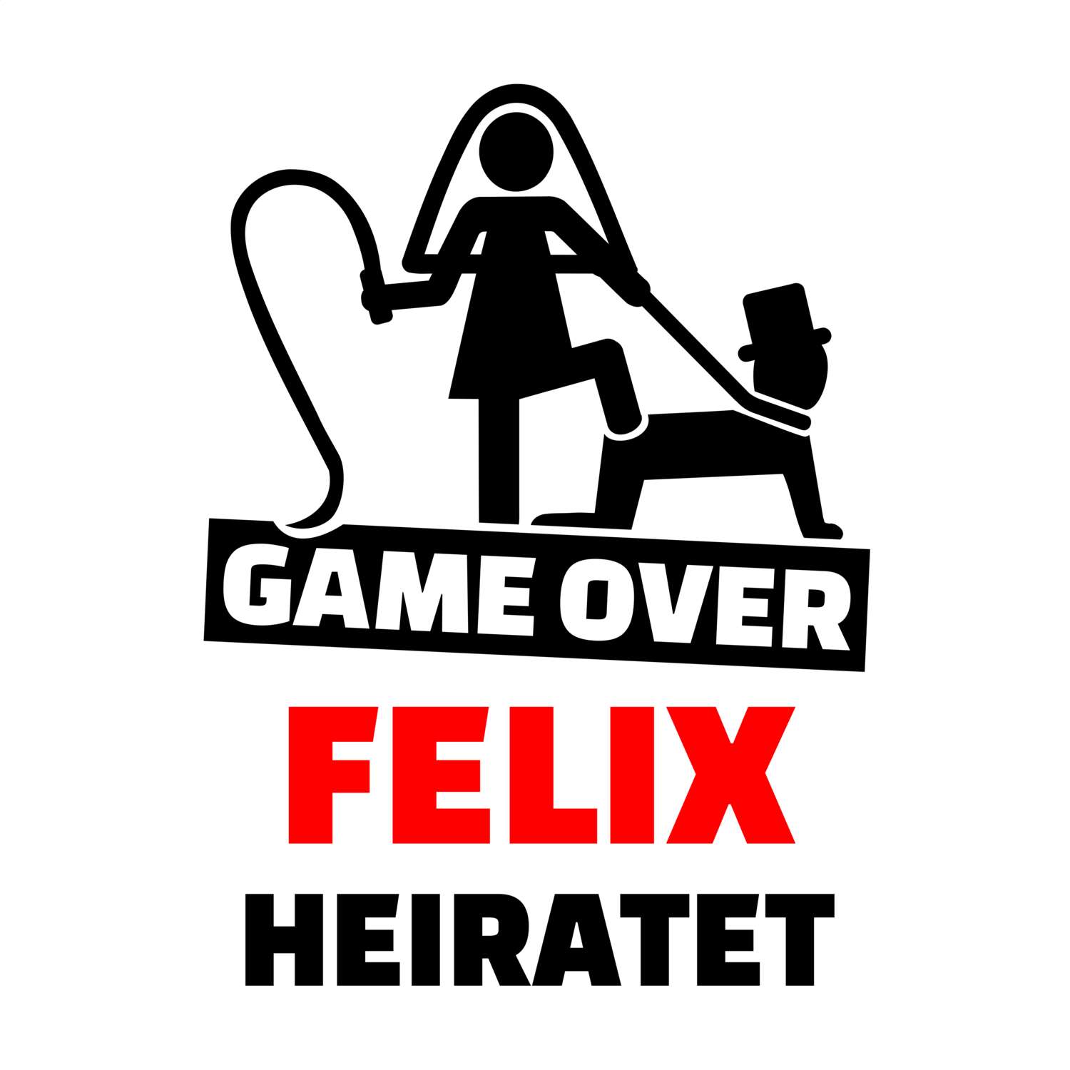 JGA T-Shirt »Game Over« für den Namen »Felix«