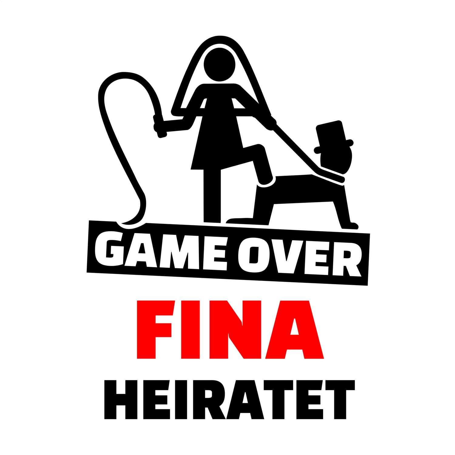 JGA T-Shirt »Game Over« für den Namen »Fina«