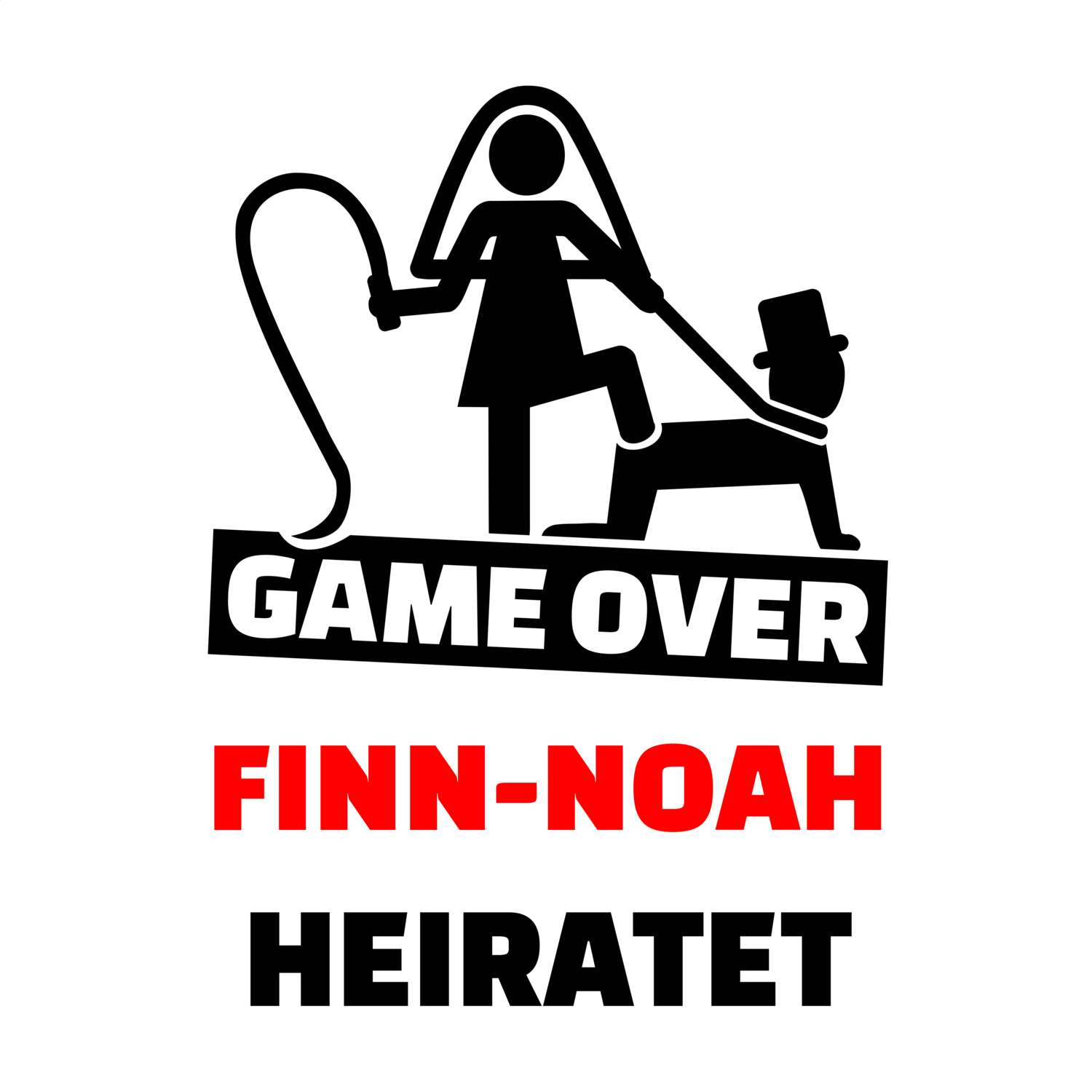 JGA T-Shirt »Game Over« für den Namen »Finn-Noah«