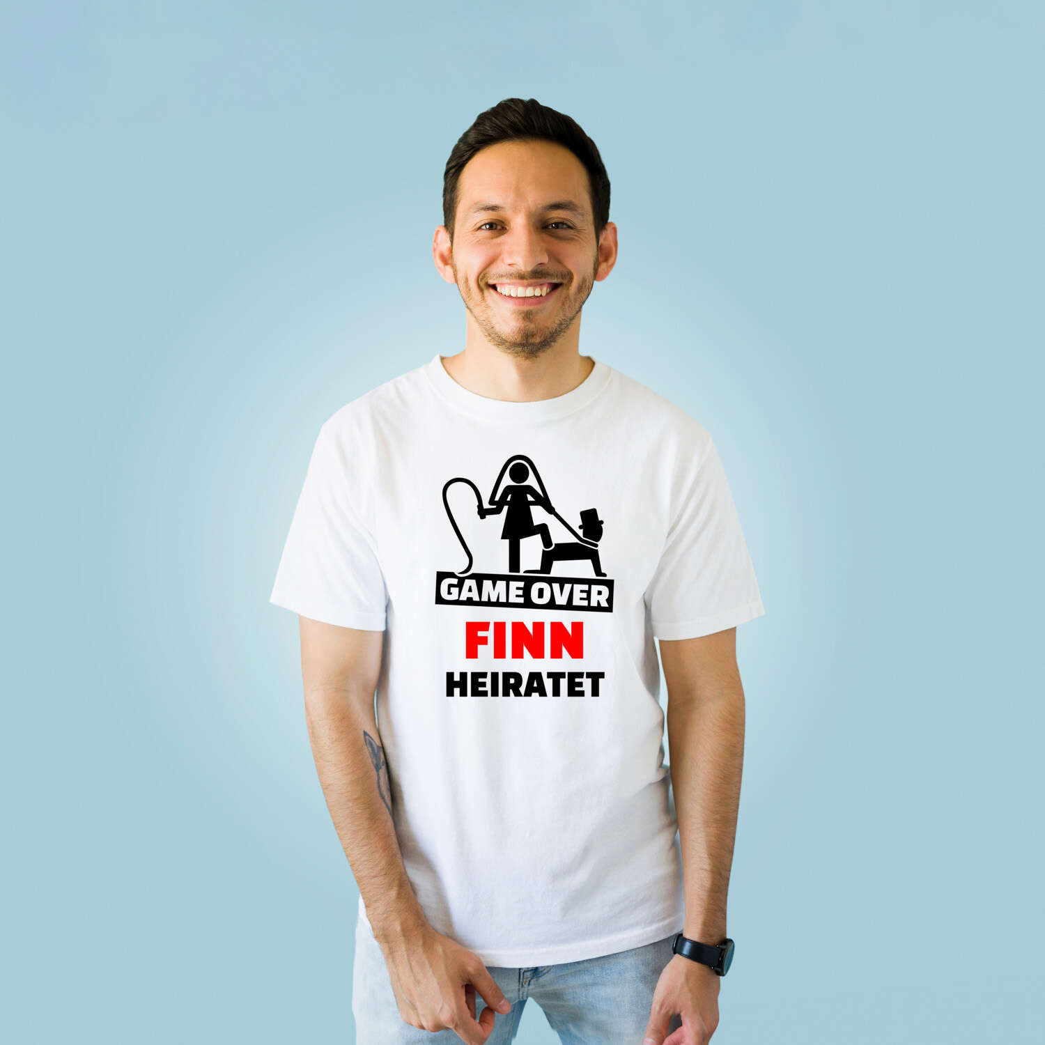 JGA T-Shirt »Game Over« für den Namen »Finn«