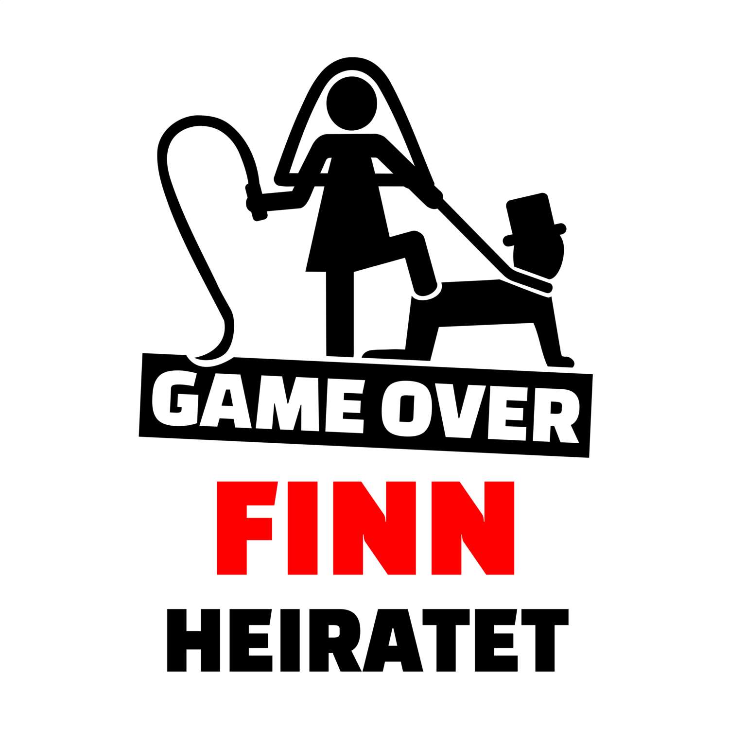 JGA T-Shirt »Game Over« für den Namen »Finn«