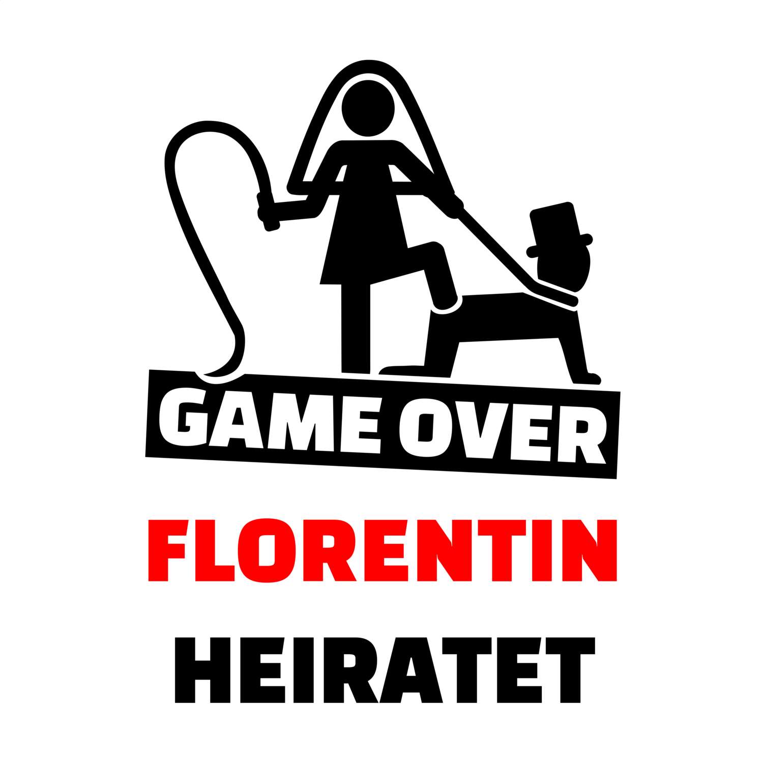 JGA T-Shirt »Game Over« für den Namen »Florentin«