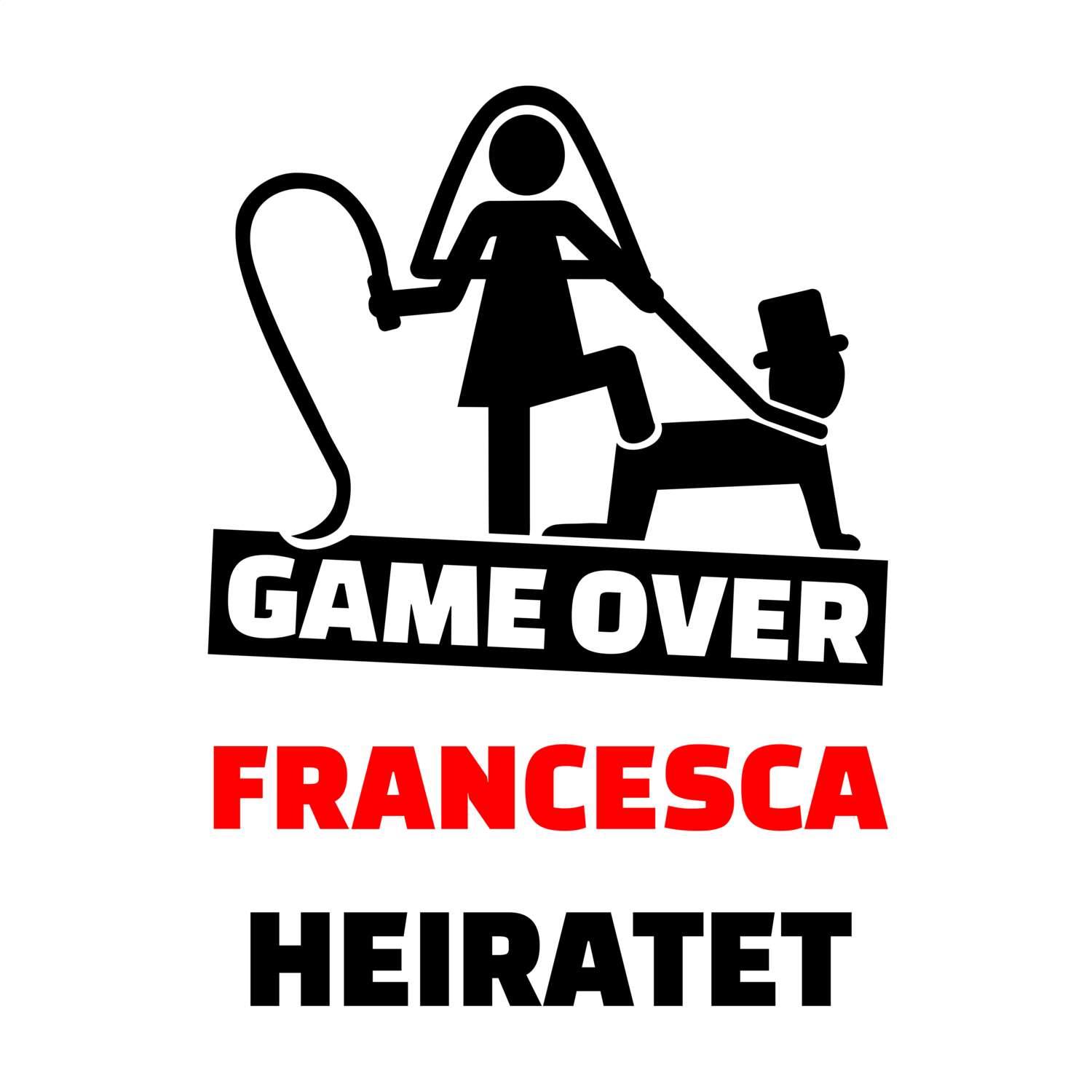 JGA T-Shirt »Game Over« für den Namen »Francesca«