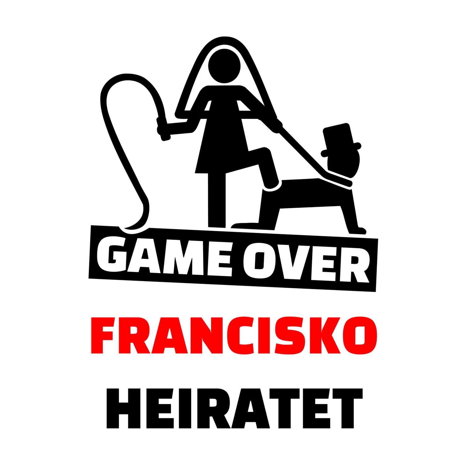 JGA T-Shirt »Game Over« für den Namen »Francisko«