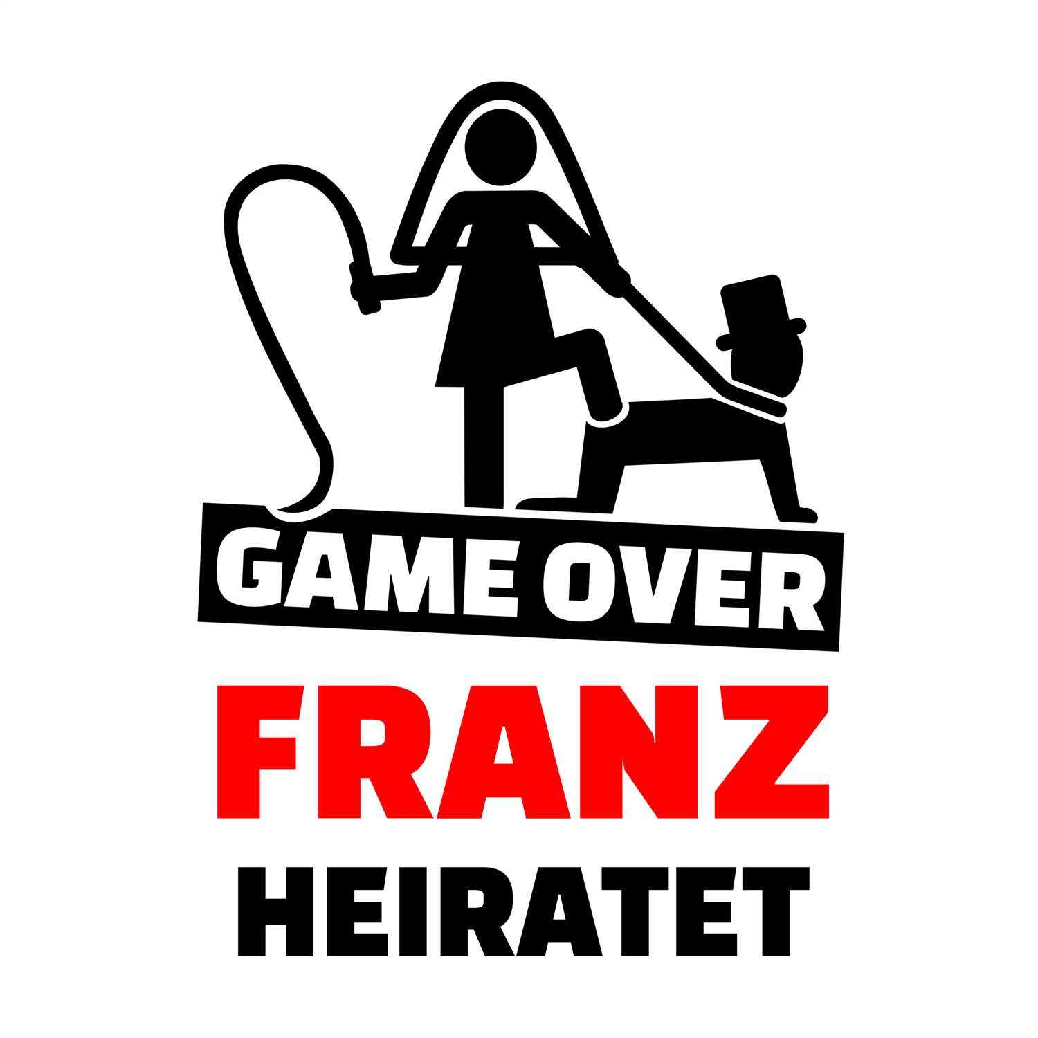 JGA T-Shirt »Game Over« für den Namen »Franz«