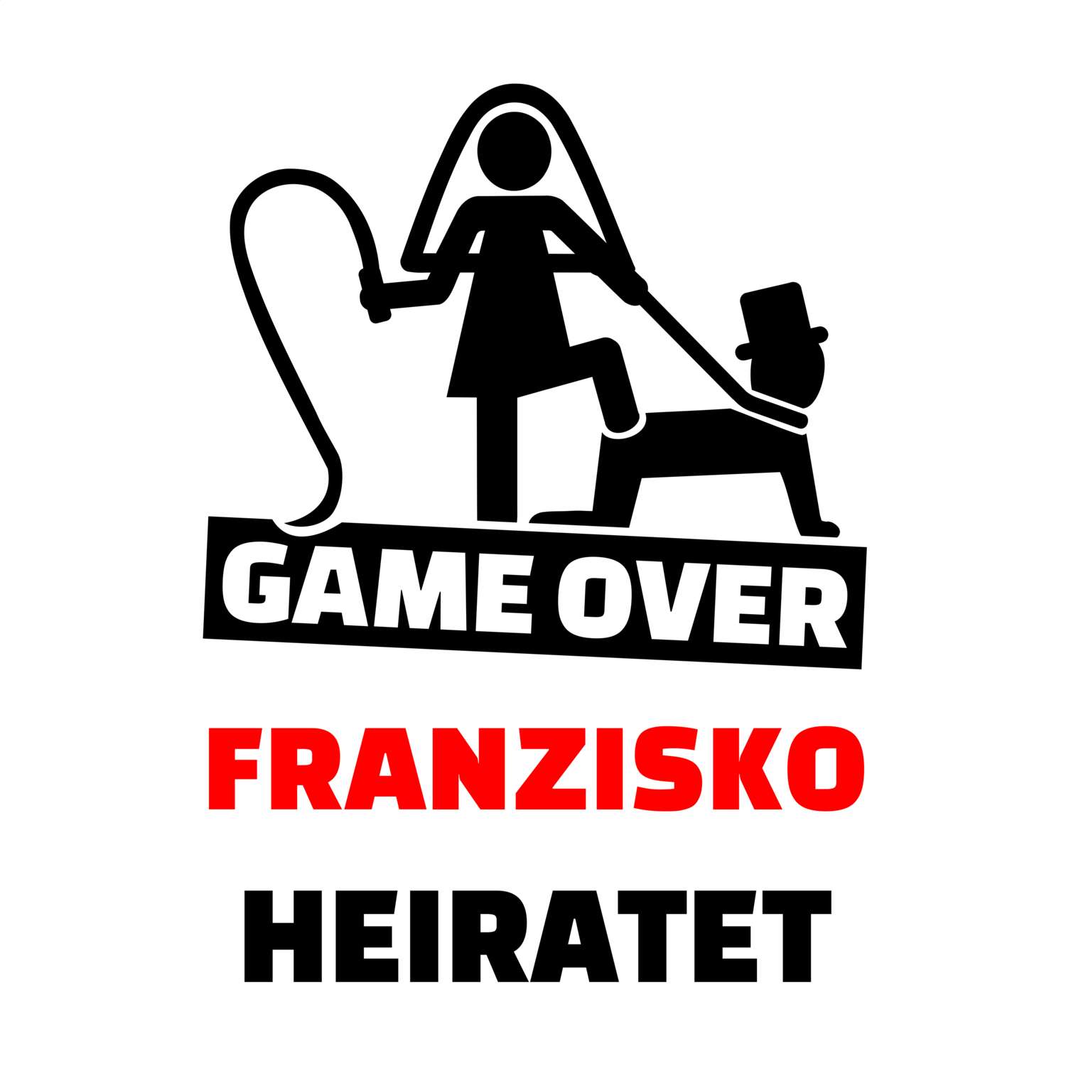 JGA T-Shirt »Game Over« für den Namen »Franzisko«