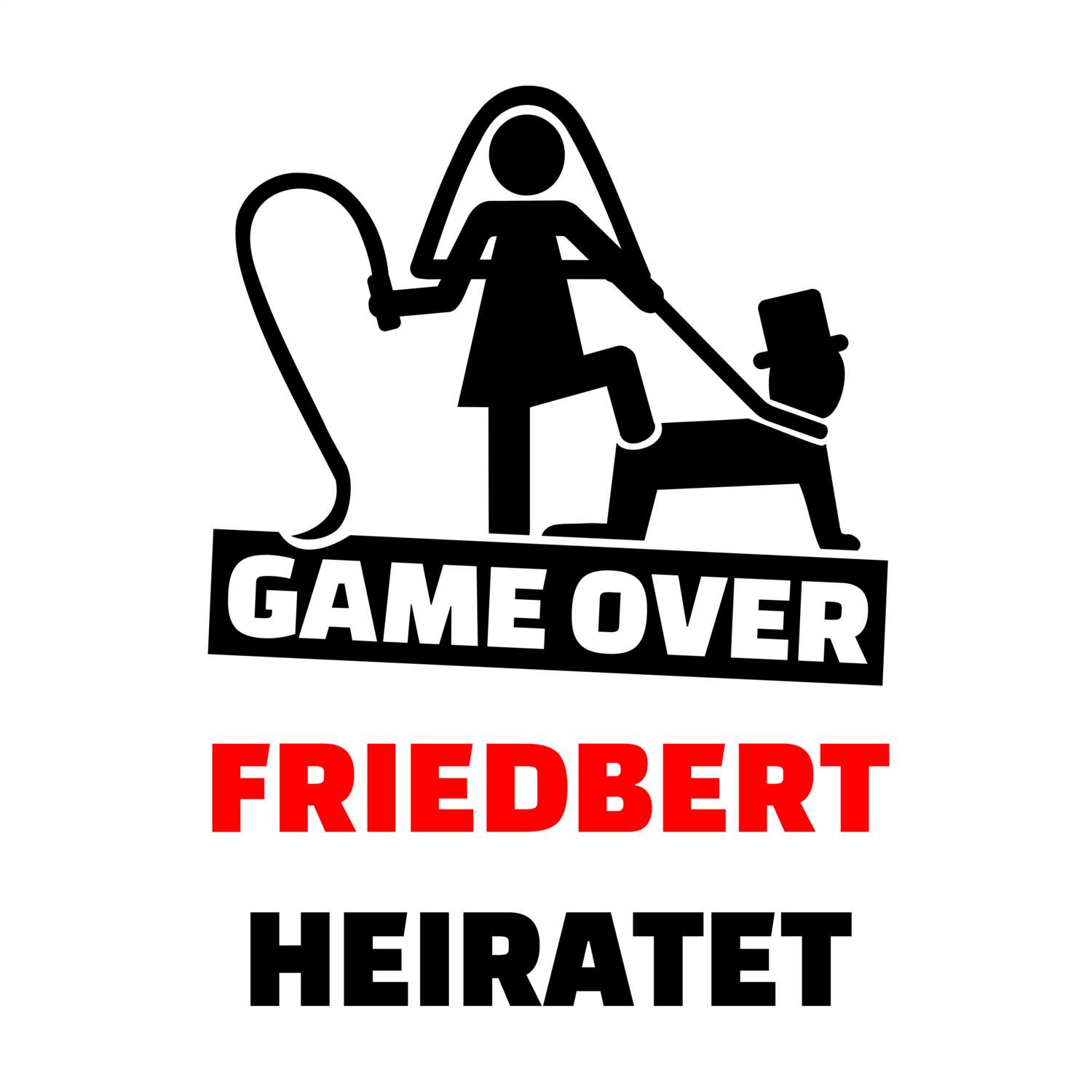 JGA T-Shirt »Game Over« für den Namen »Friedbert«