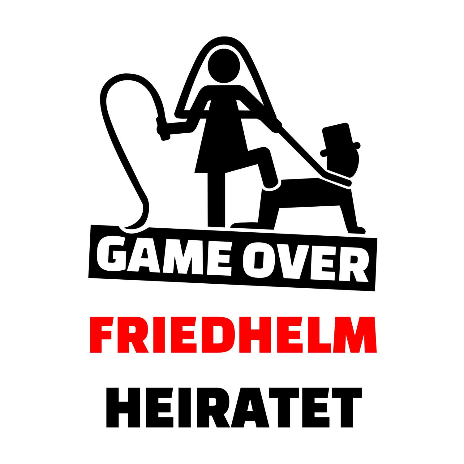 JGA T-Shirt »Game Over« für den Namen »Friedhelm«