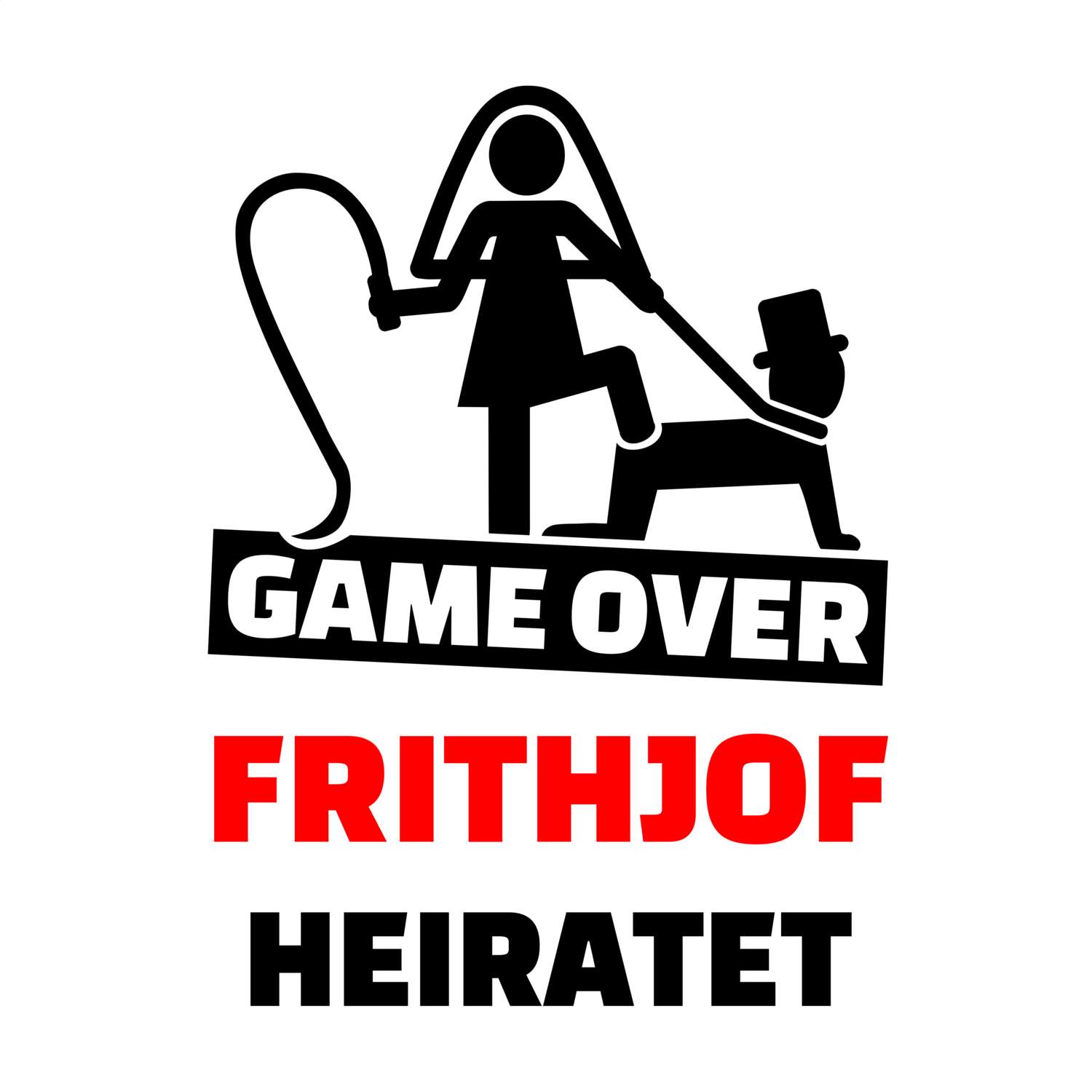 JGA T-Shirt »Game Over« für den Namen »Frithjof«