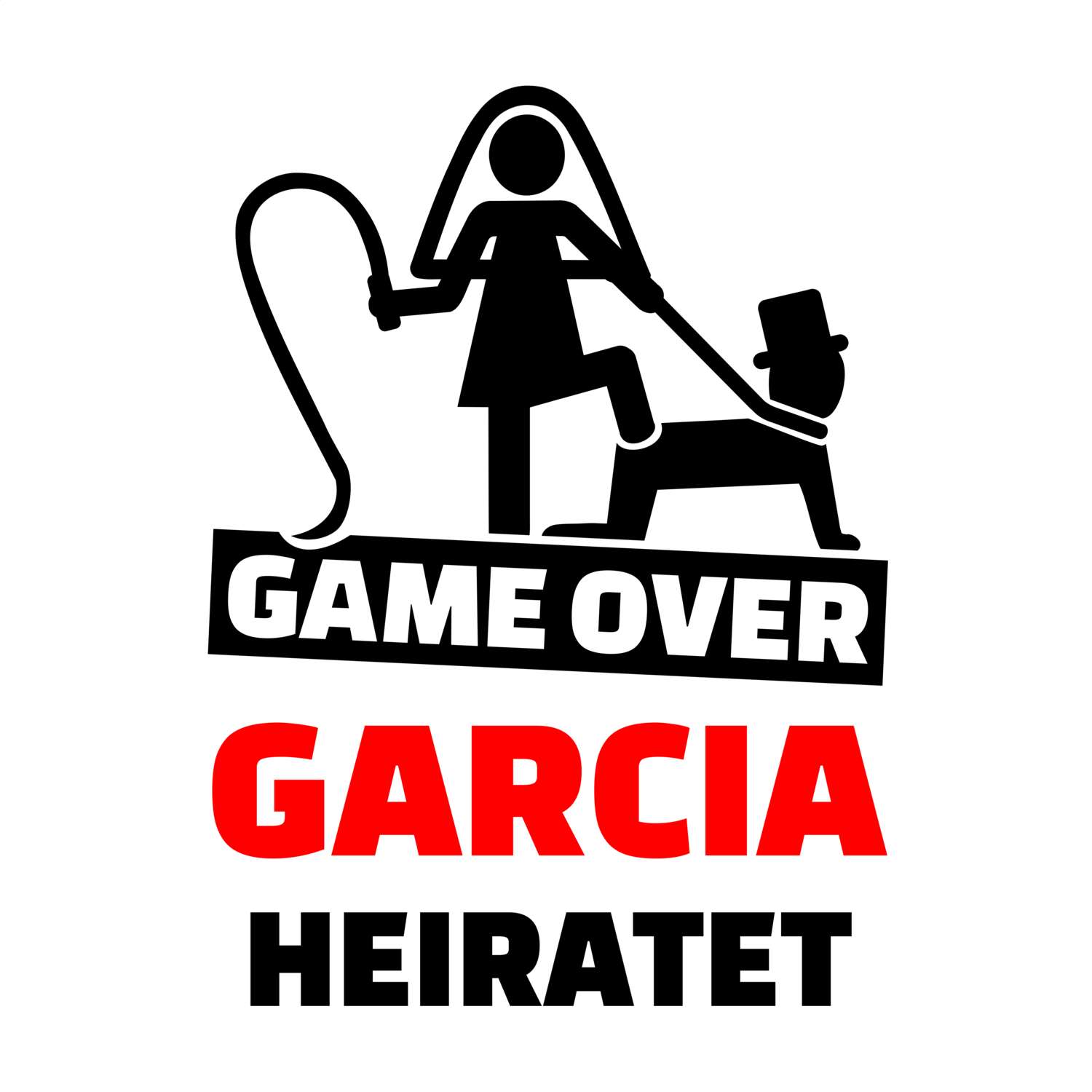 JGA T-Shirt »Game Over« für den Namen »Garcia«