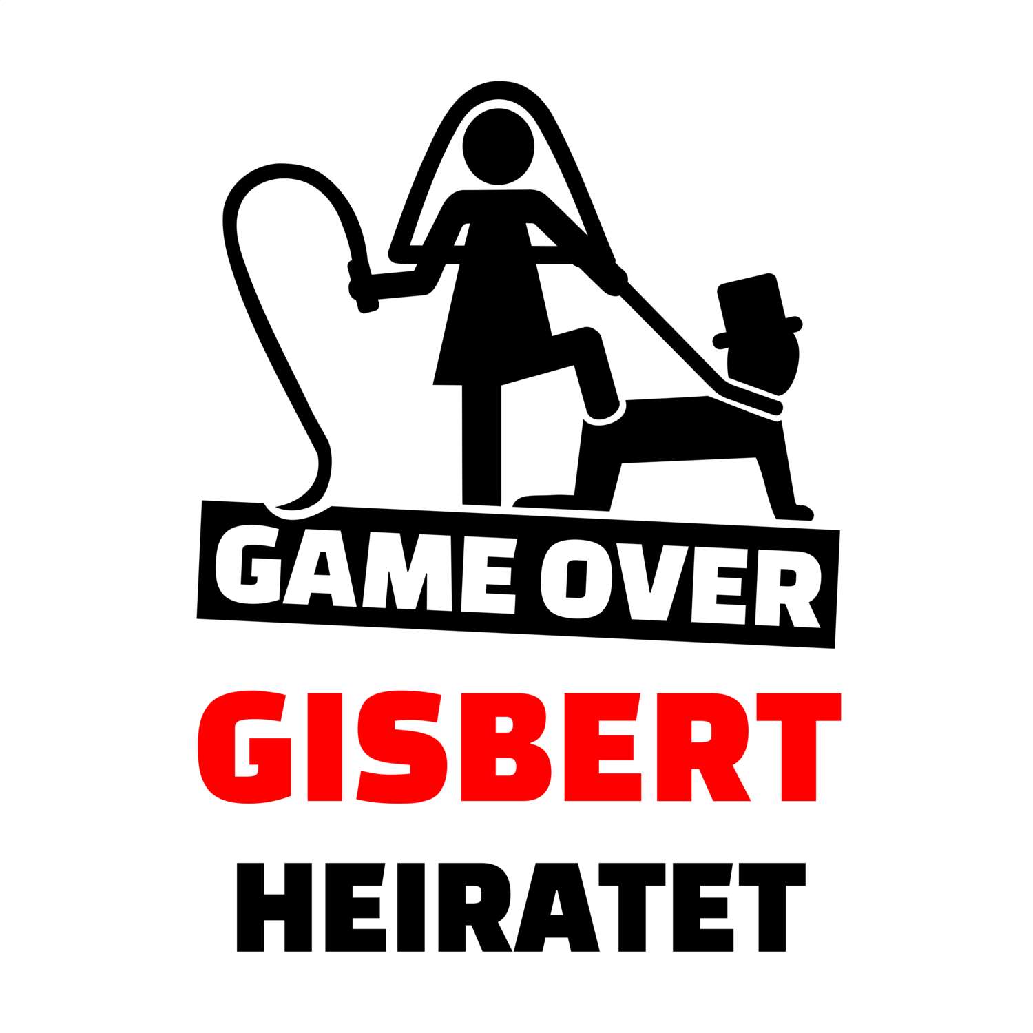 JGA T-Shirt »Game Over« für den Namen »Gisbert«