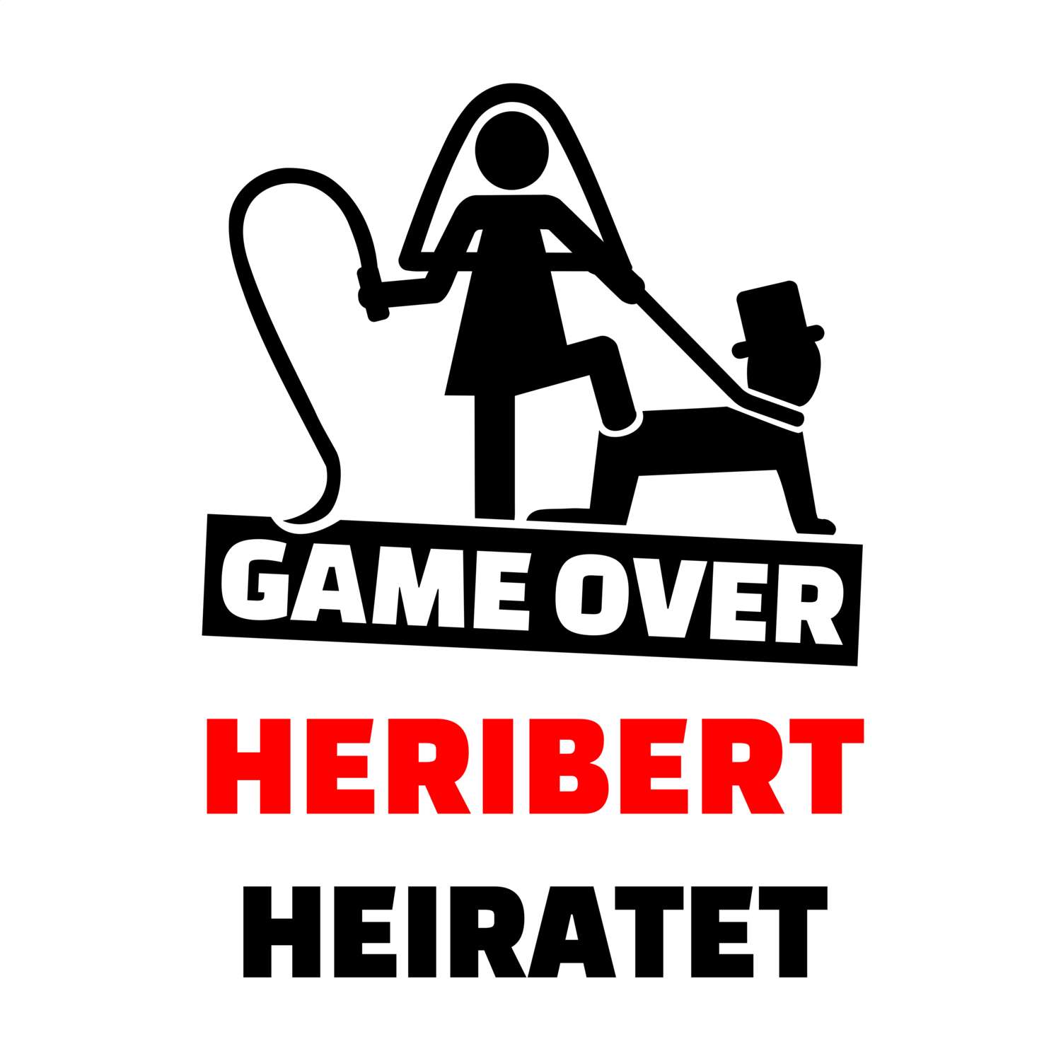 JGA T-Shirt »Game Over« für den Namen »Heribert«