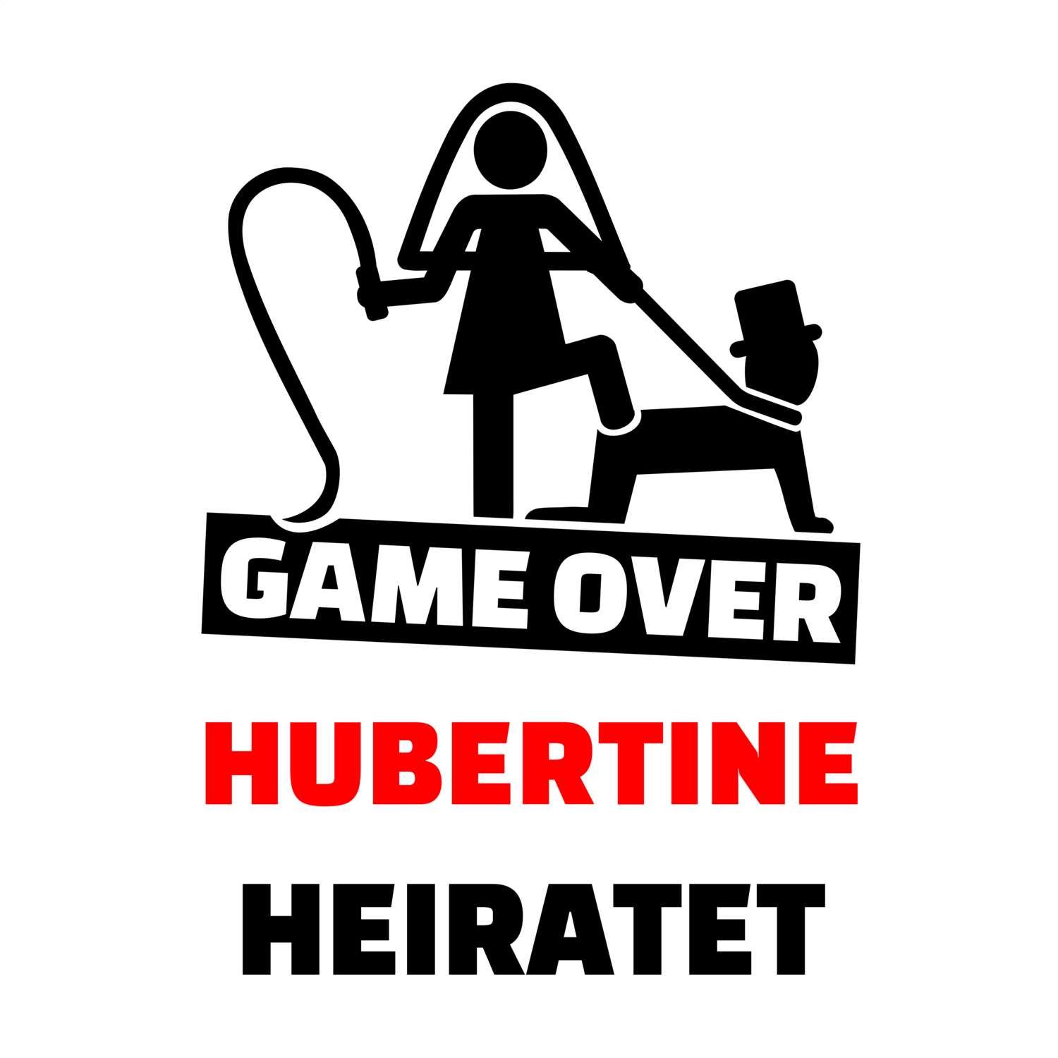 JGA T-Shirt »Game Over« für den Namen »Hubertine«
